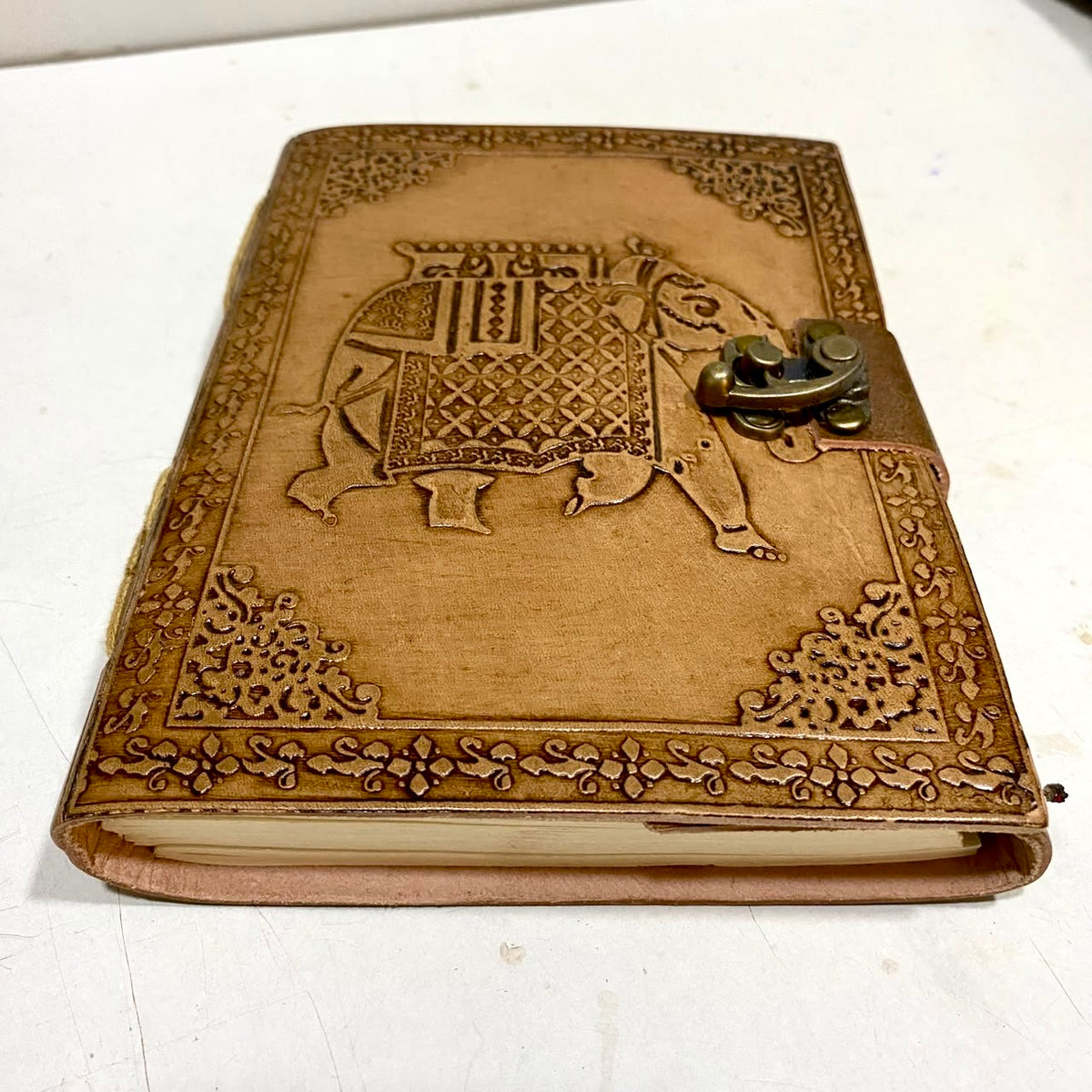 Leather Stitched Diary With Stone Handmade Paper Premium Collection Tamrapatra