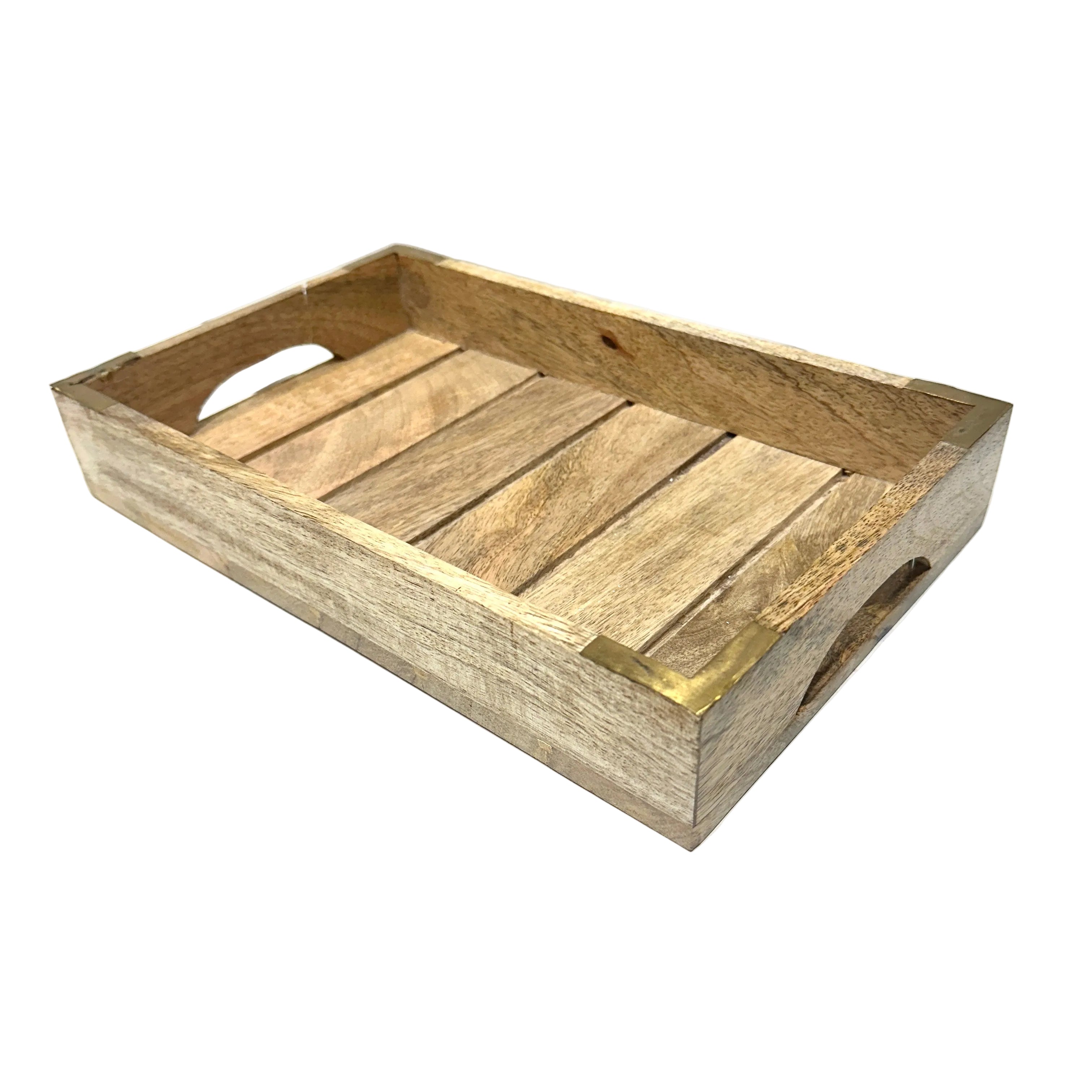 Antique Brass Wood Tray With Designer Kundan Work Indian Art From Tamrapatra