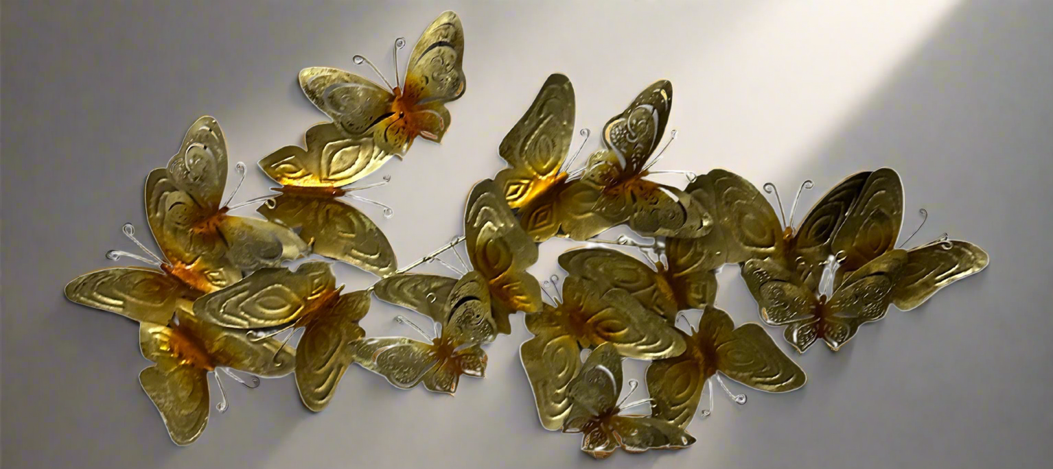 Butterfly Wall Art Golden Shades Handcrafted Delightful Designer Crafts By Tamrapatra