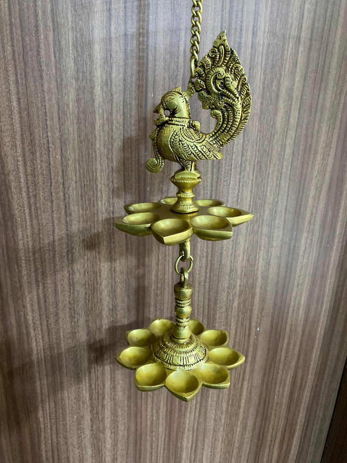 9/16 Deepak Lamp Brass Hanging Diya For Temple Pooja Room Décor By Tamrapatra