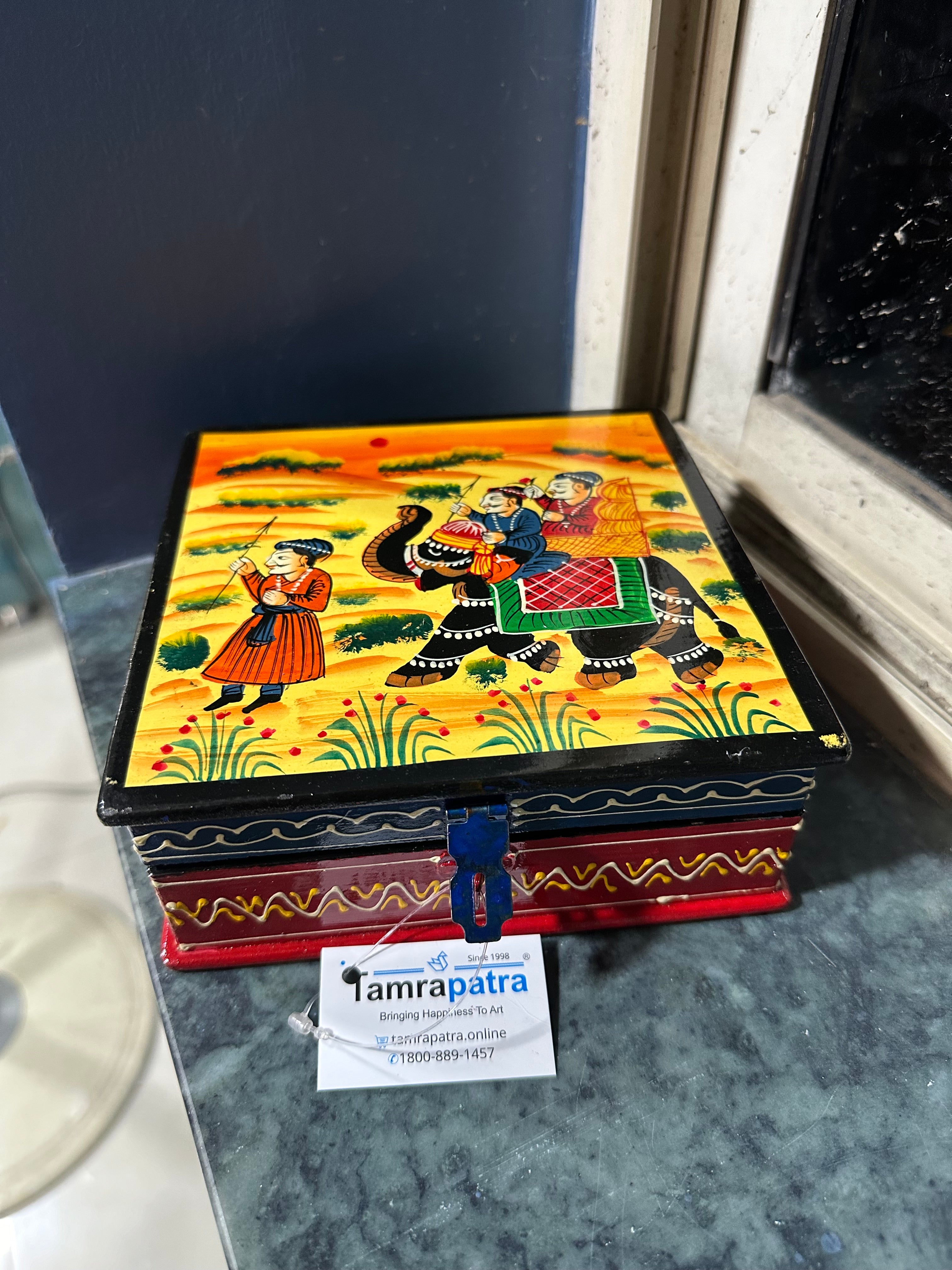 Hand Painted Jewelry Box In Various Designs Indian Craftsmanship From Tamrapatra