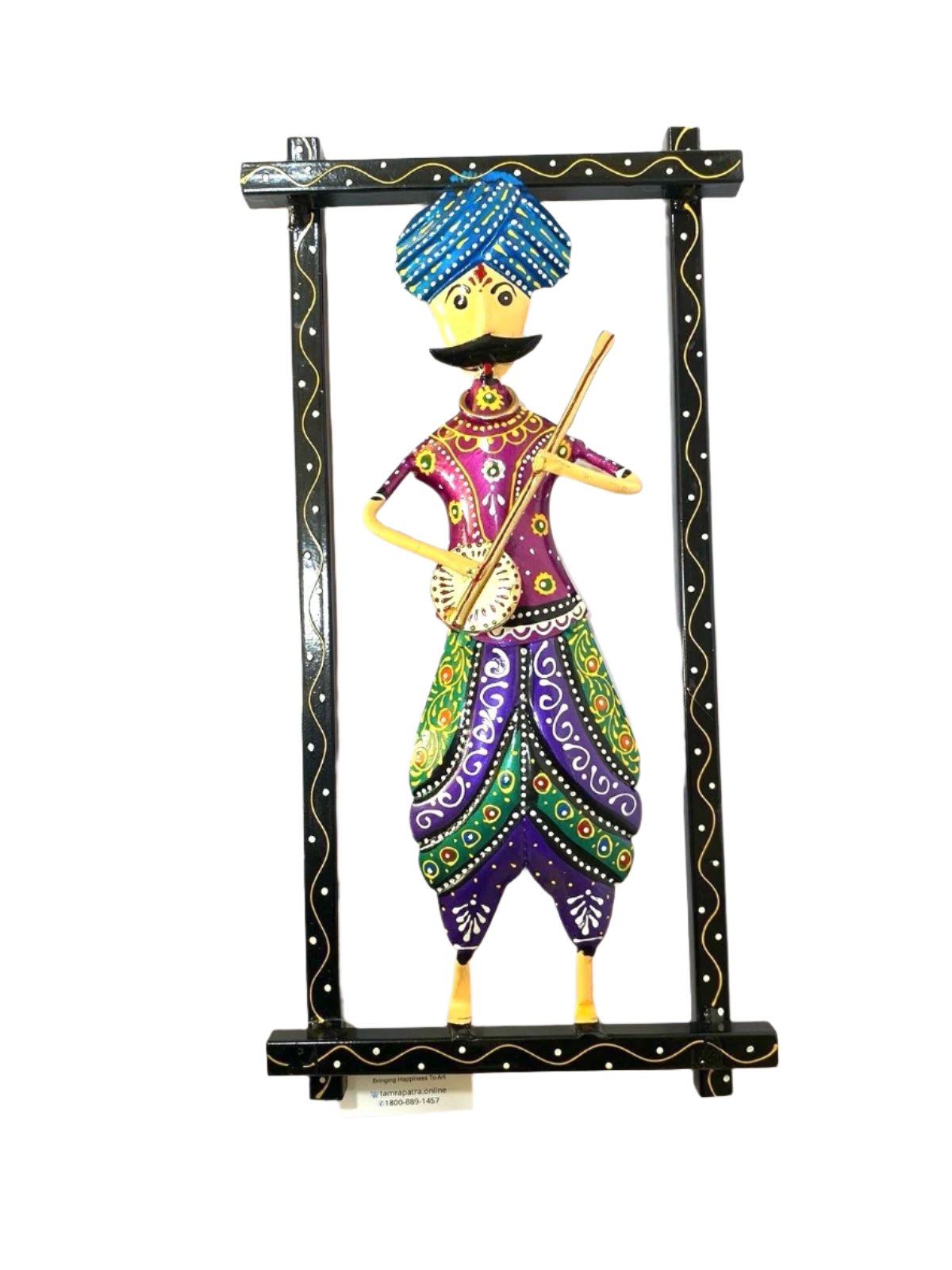 Turban Wearing Musician Indian Attire Traditional Theme Wall Art From Tamrapatra