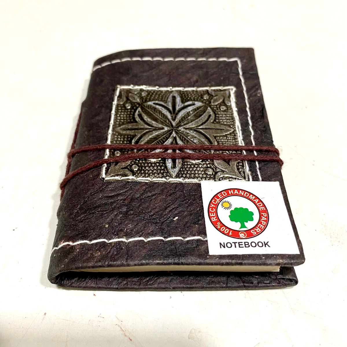 Leather Stitched Notebook Diary With Handmade Recycled Paper Tamrapatra