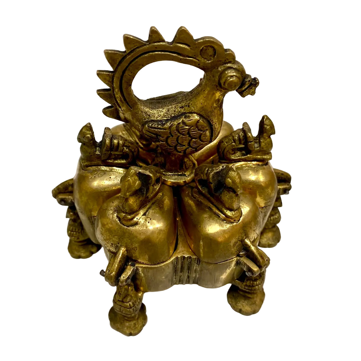 Peacock Brass Openable Utility Vermilion Sindoor Royal Box By Tamrapatra