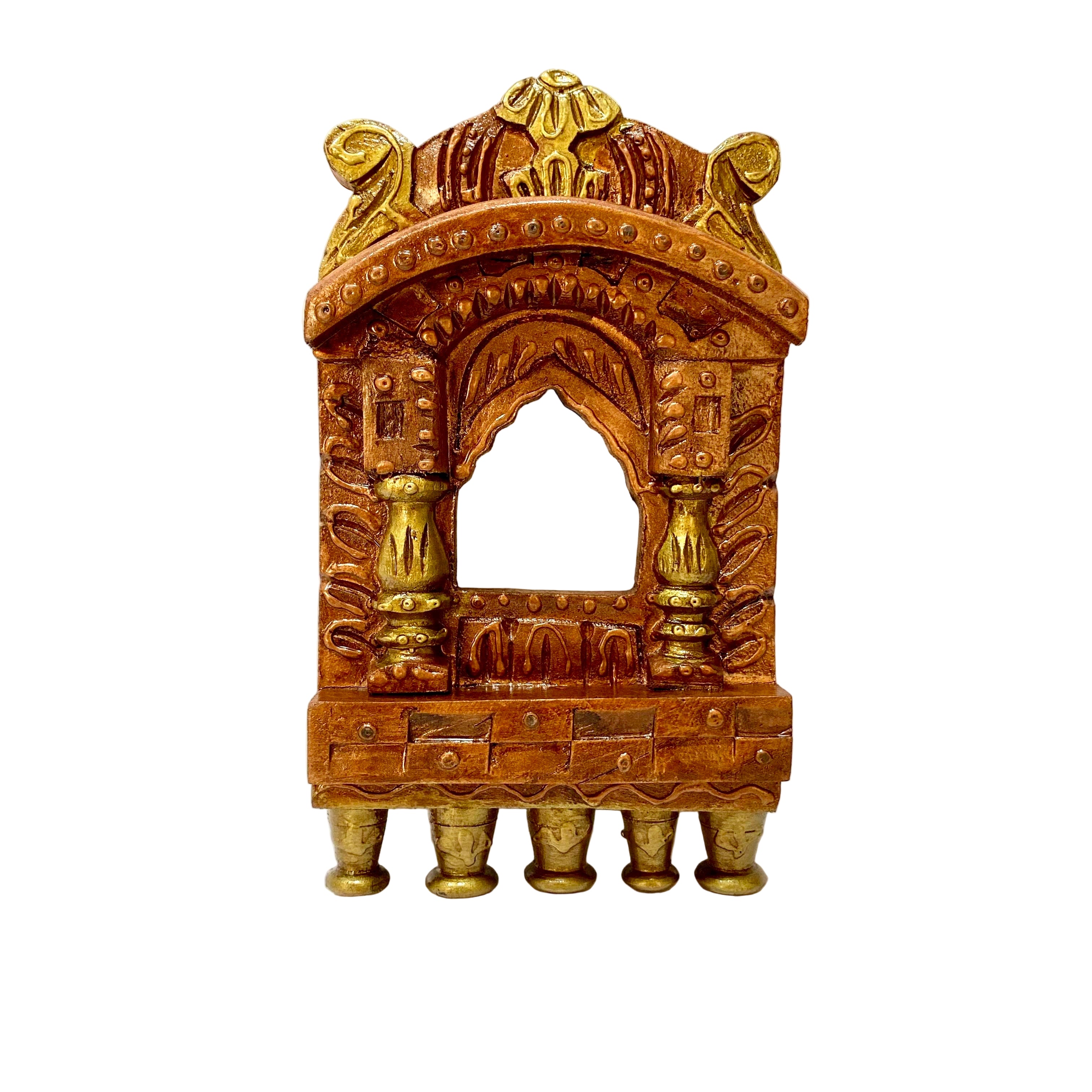 Wooden Jharokha Wall Art Traditional Indian Design Handmade From Tamrapatra