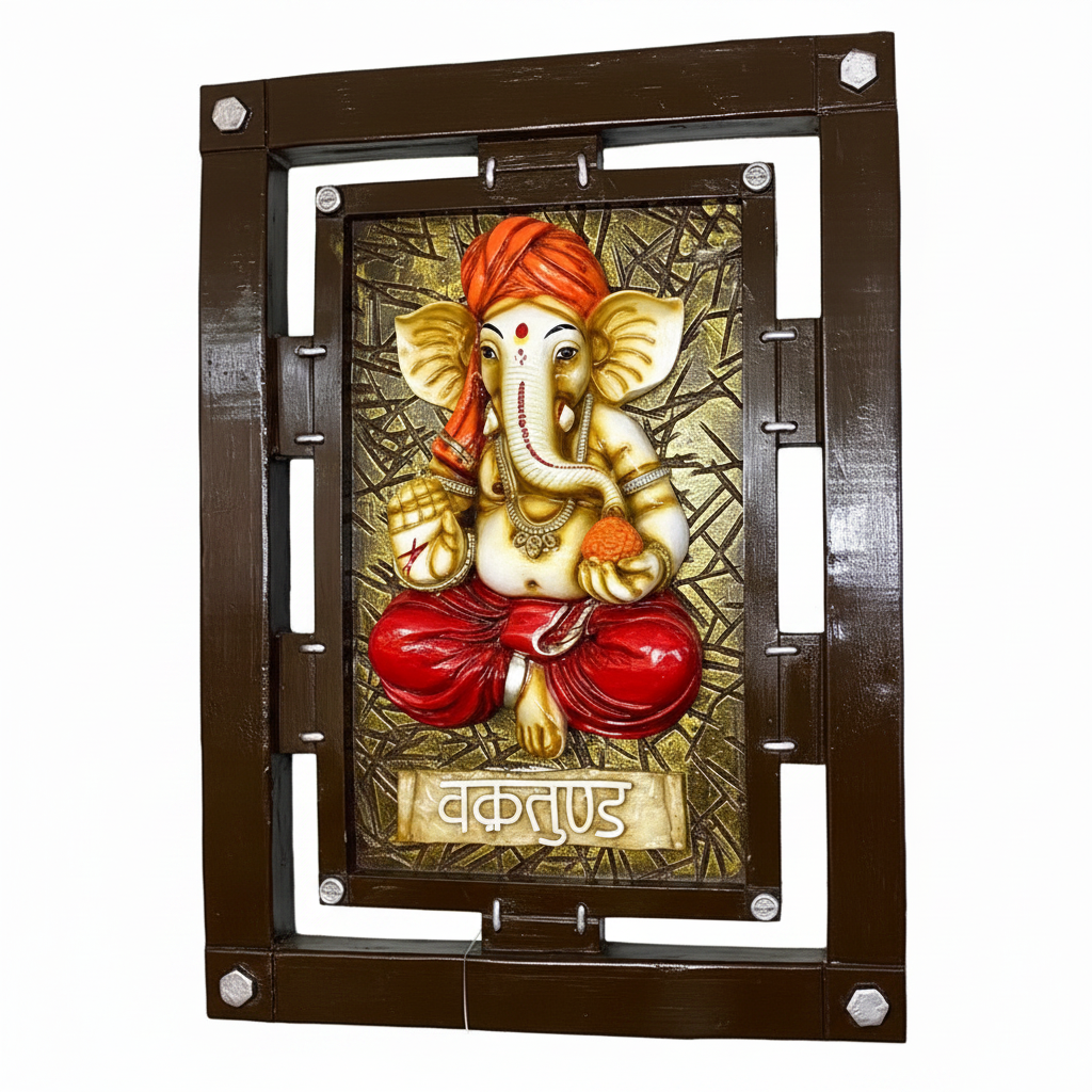 Big Ganesh Idol Resin Hanging Wall Art For Spiritual Home Décor Tamrapatra