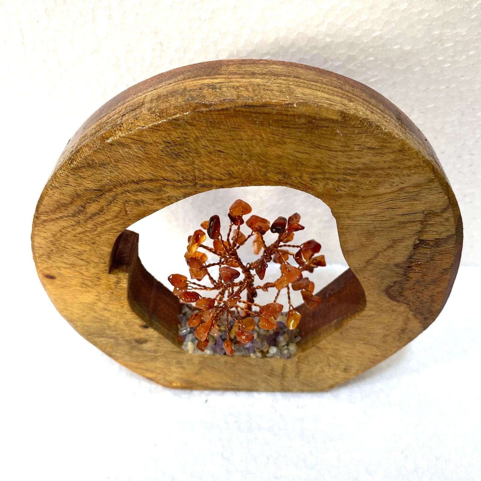 Crystal Tree In Various Shades Inside Wooden Log Creatively Unique Tamrapatra