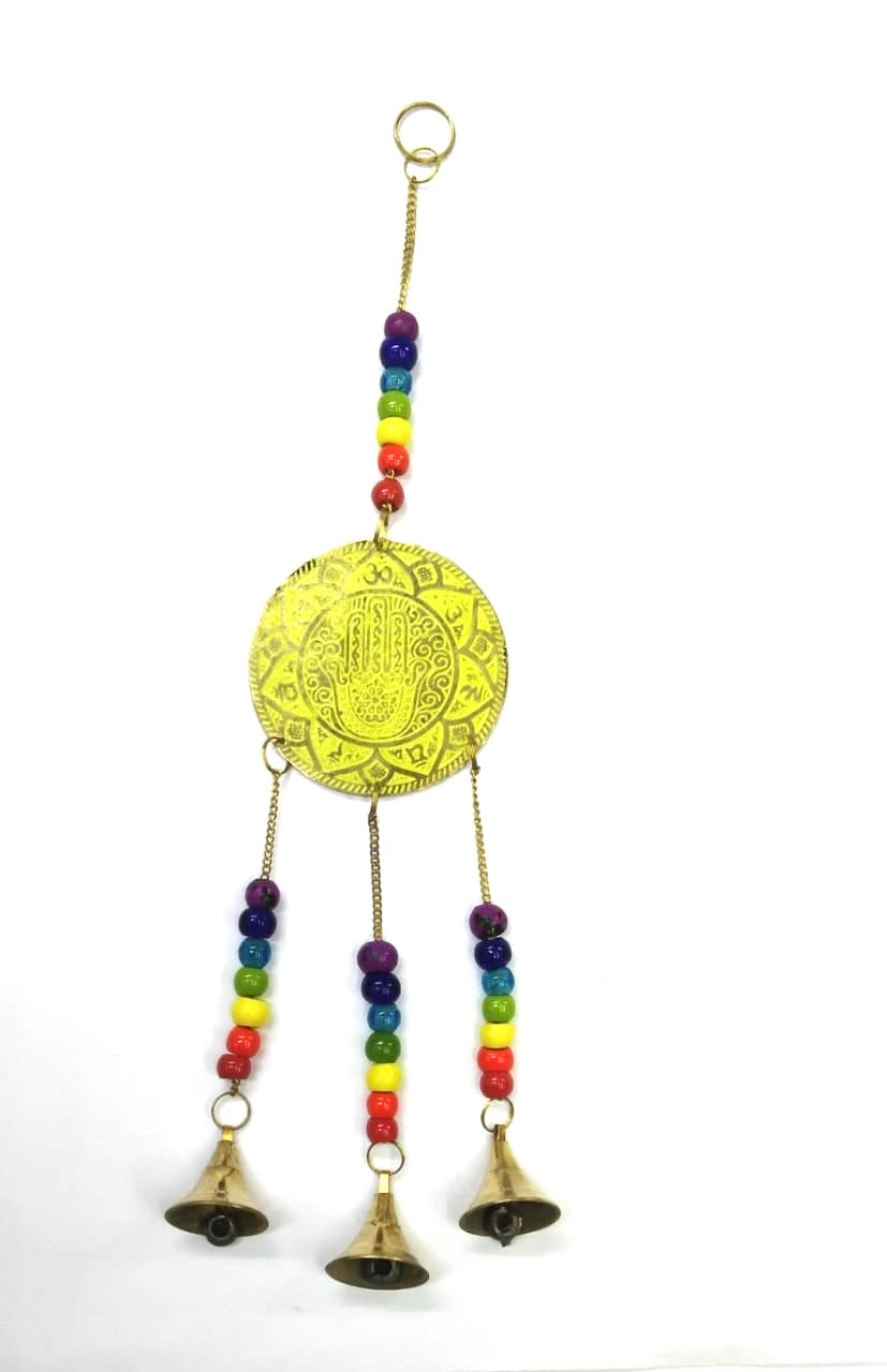 Brass Hangings Multi Color Beads With Bells Handmade Collectible Tamrapatra