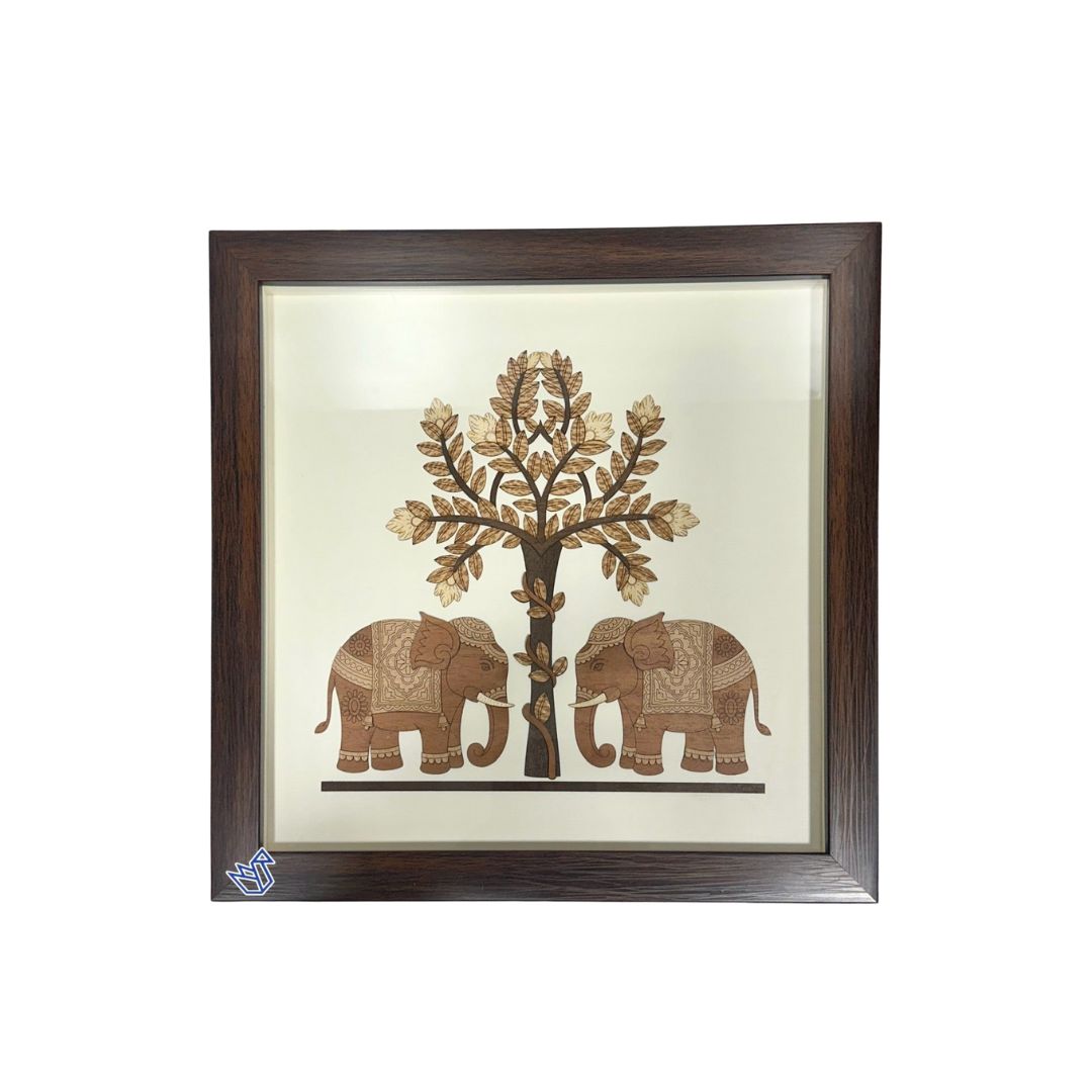 Unique Creation Of Elephant On Wood Unusual Expertise Crafts Frames By Tamrapatra