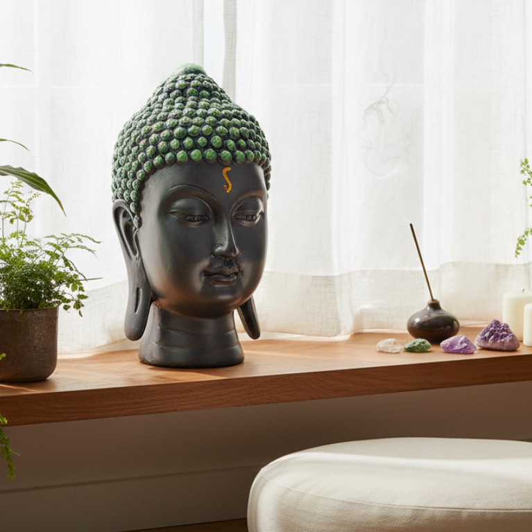 Buddha Face Hand Painted Exclusive Peace & Spiritual Decor At Tamrapatra