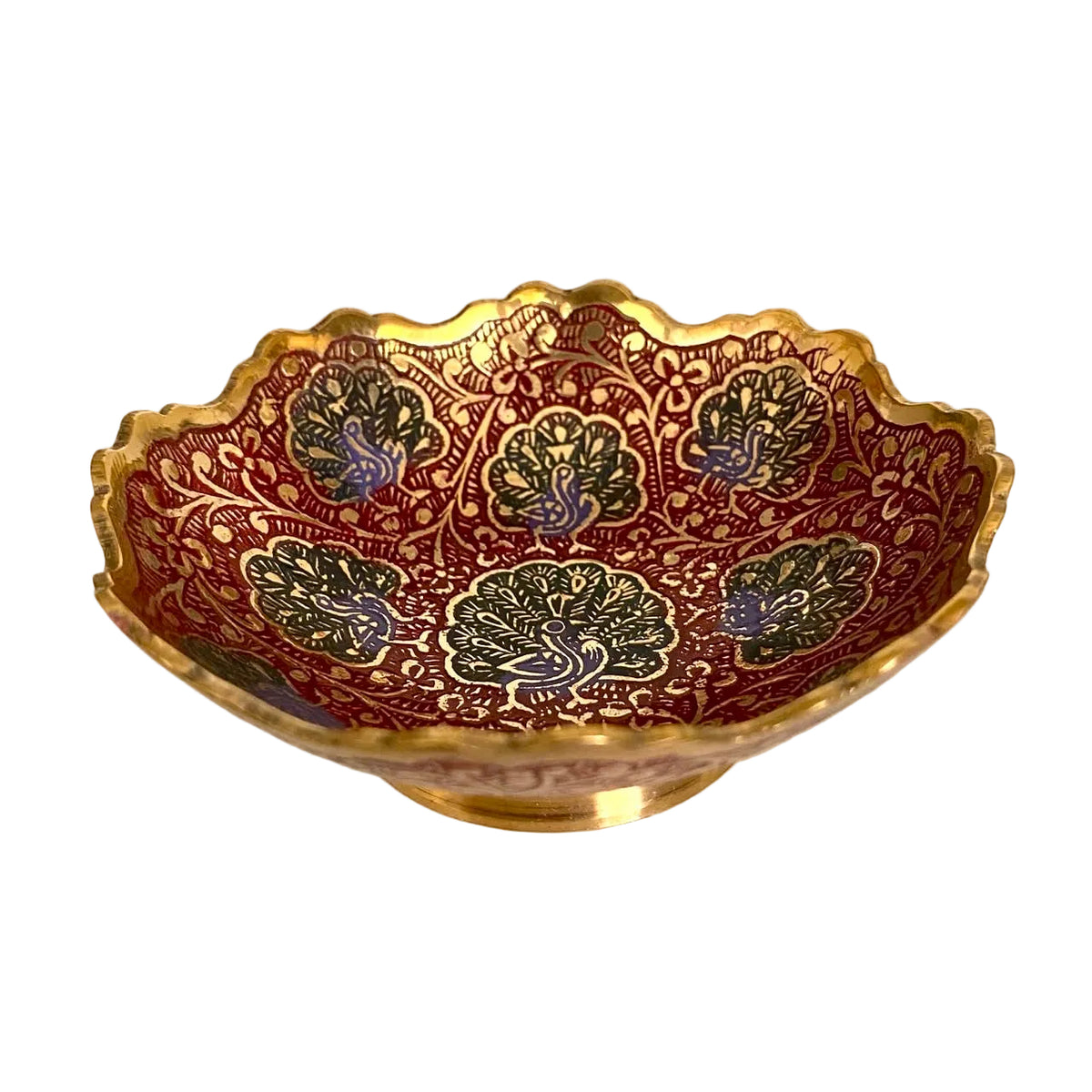 Brass Bowl With Inlay Work Vintage Designs Royal Serve ware From Tamrapatra