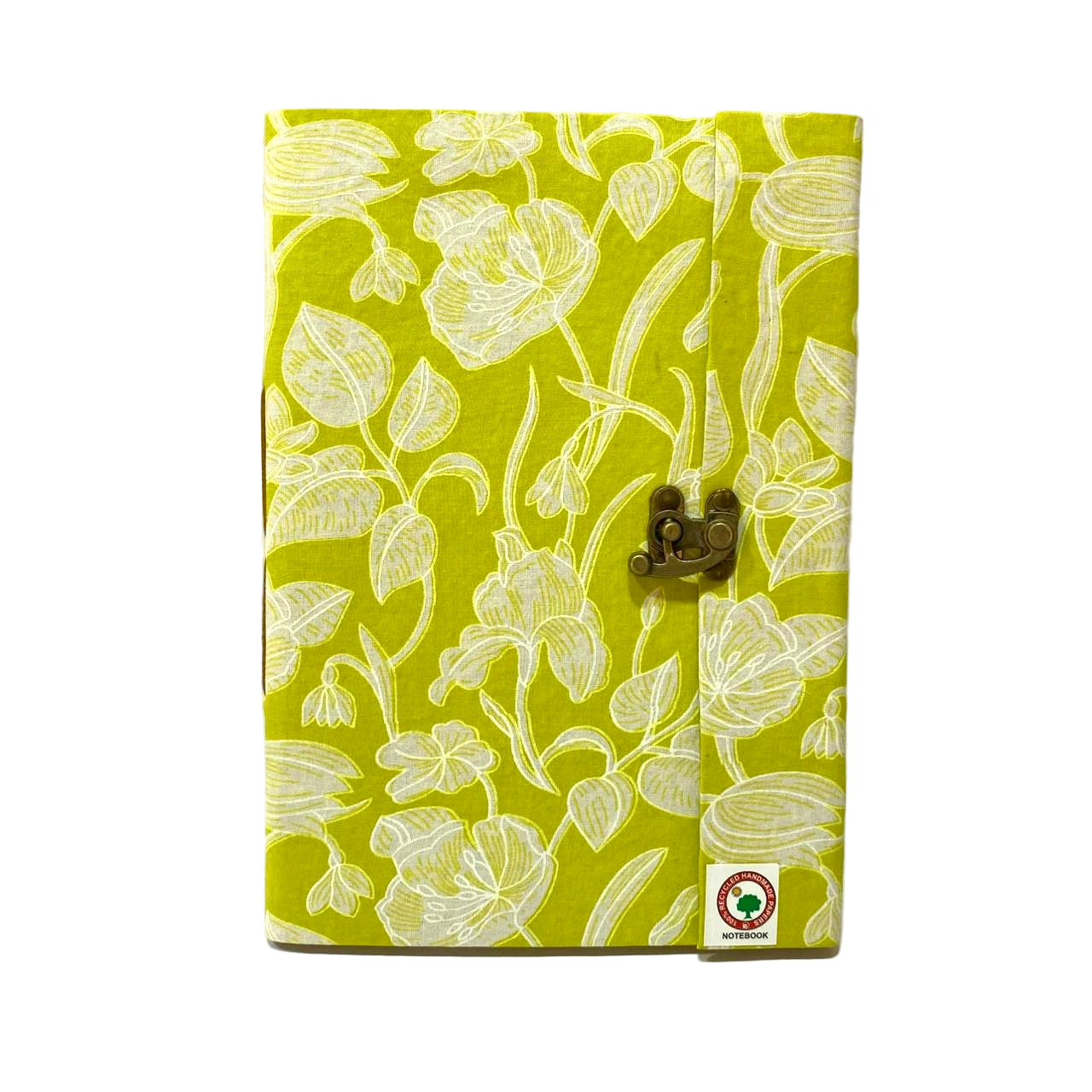 Floral patterned box with a lock on a white background