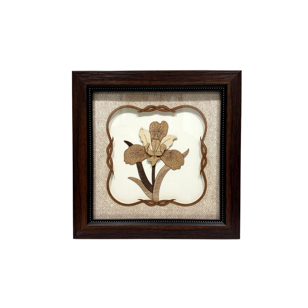 Flower 3D Wooden Carving Frame Natural Wood Floral Wall Art By Tamrapatra