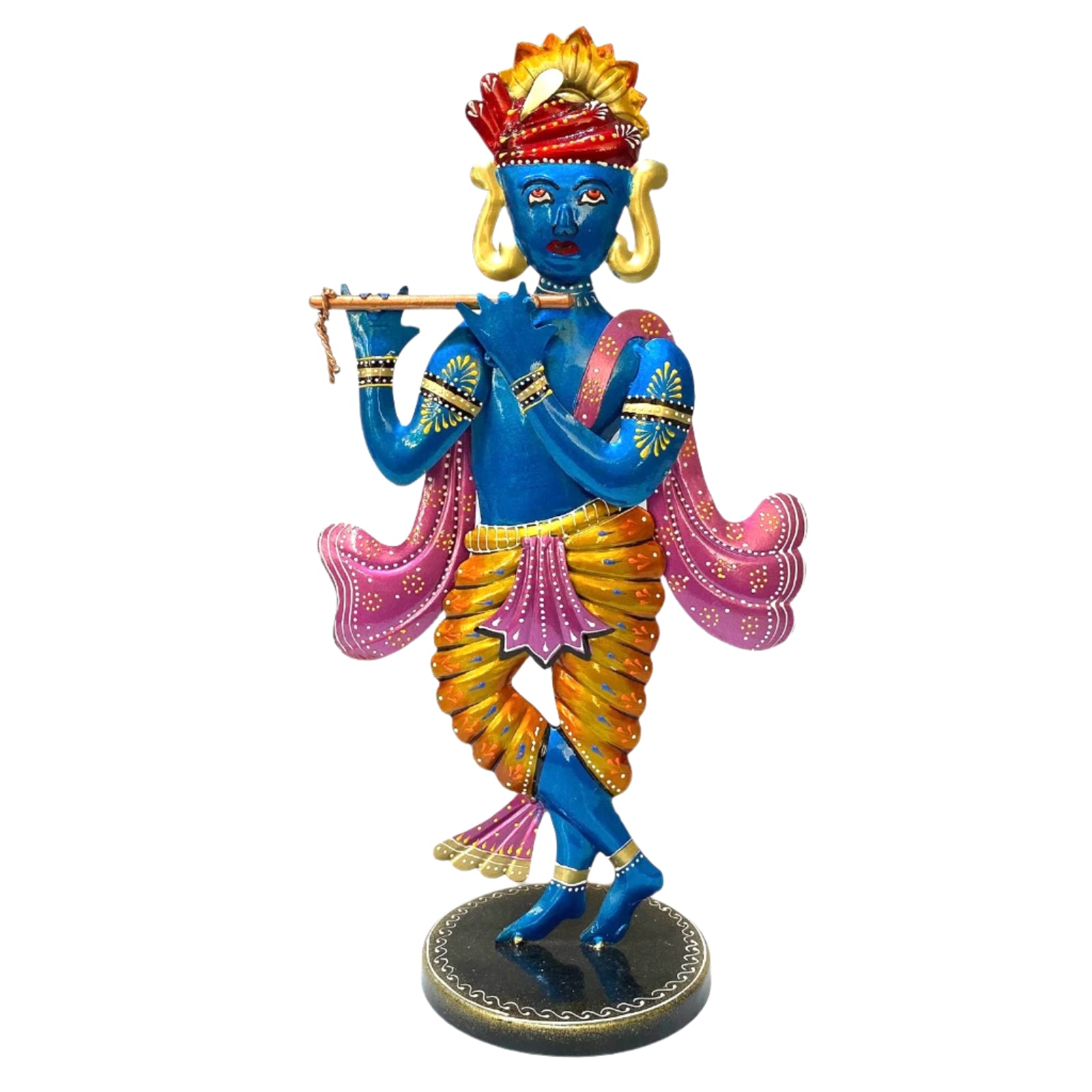 Krishna Metal Statue Decoration Handmade Religious Collectible From Tamrapatra