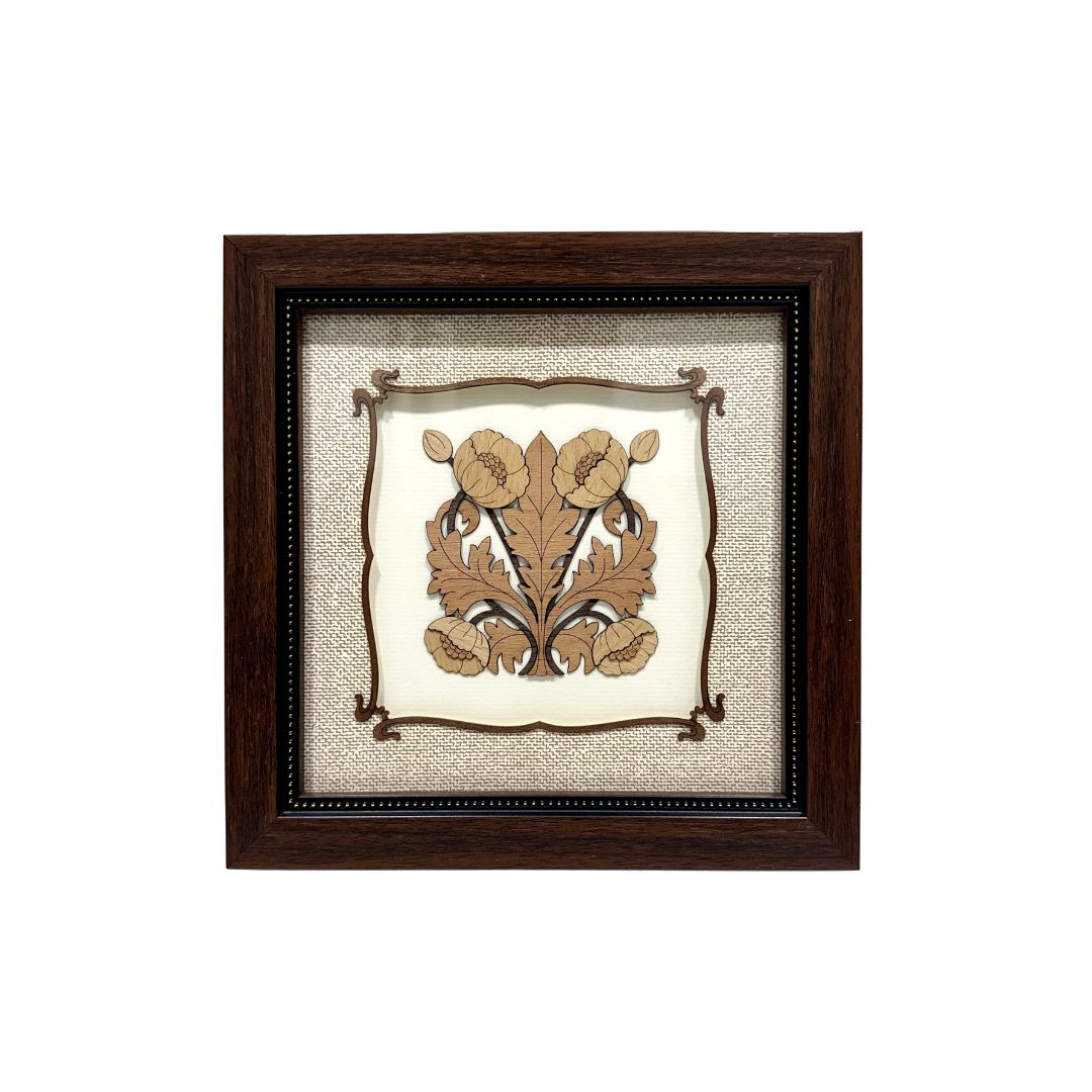 Flower 3D Wooden Carving Frame Natural Wood Floral Wall Art By Tamrapatra