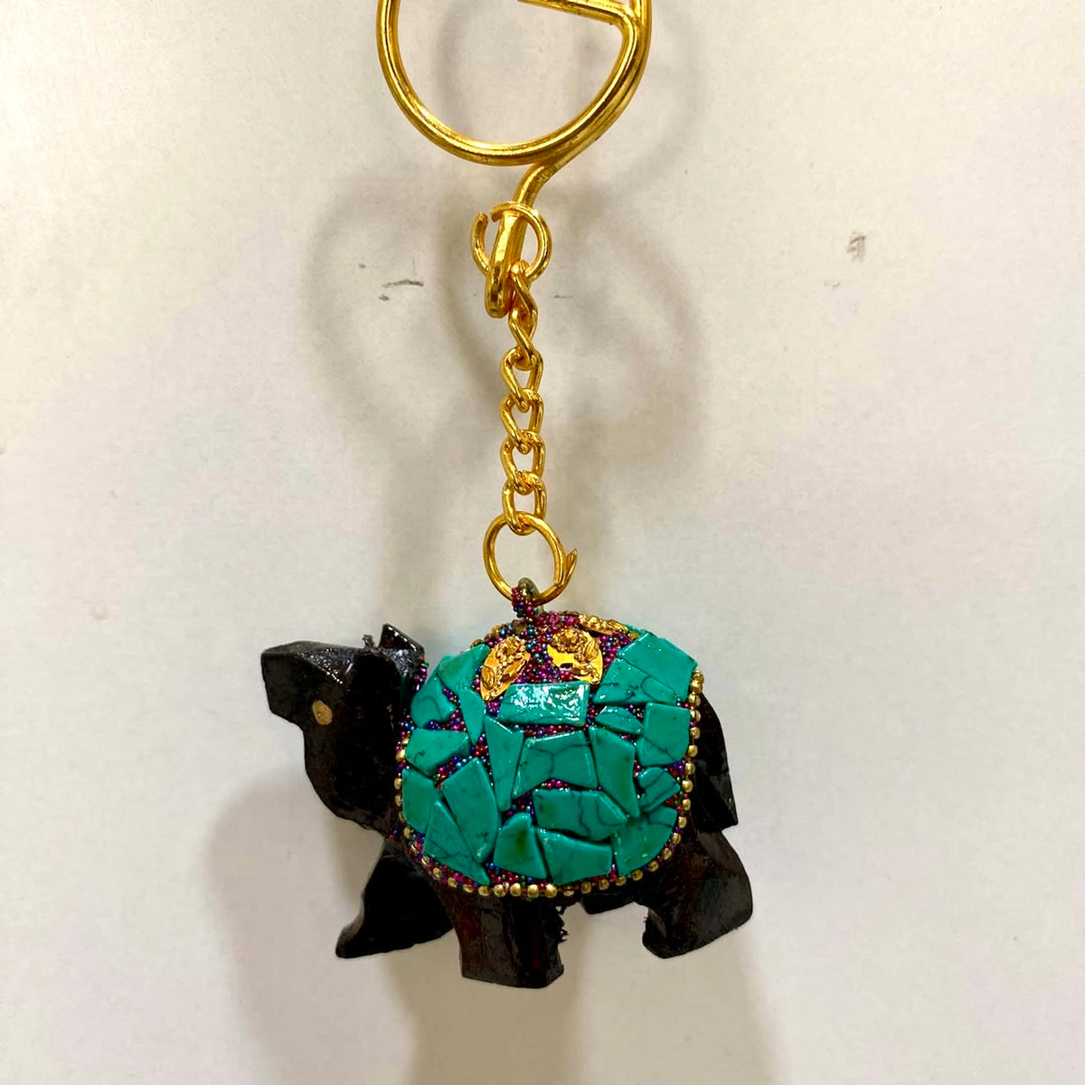 Elephant Hand Painted Keychain Various Beautiful Shades Indian Souvenir Tamrapatra - Tamrapatra
