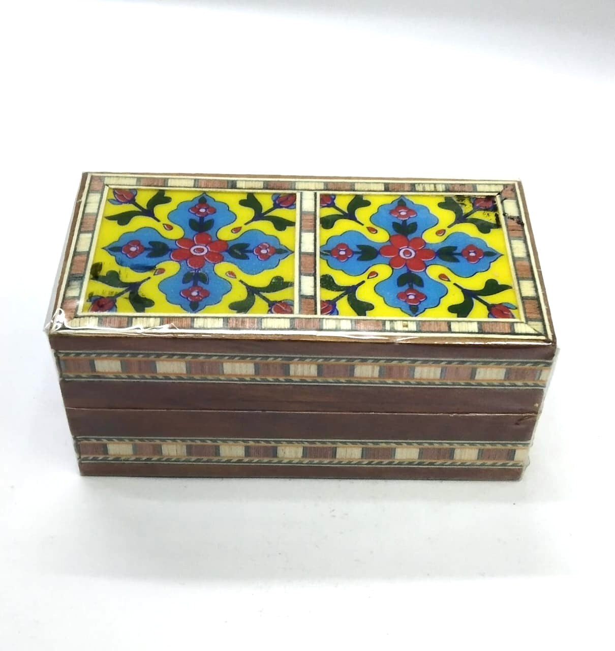 Blue Pottery Tiles Storage Box For Jewellery Handmade In India From Tamrapatra