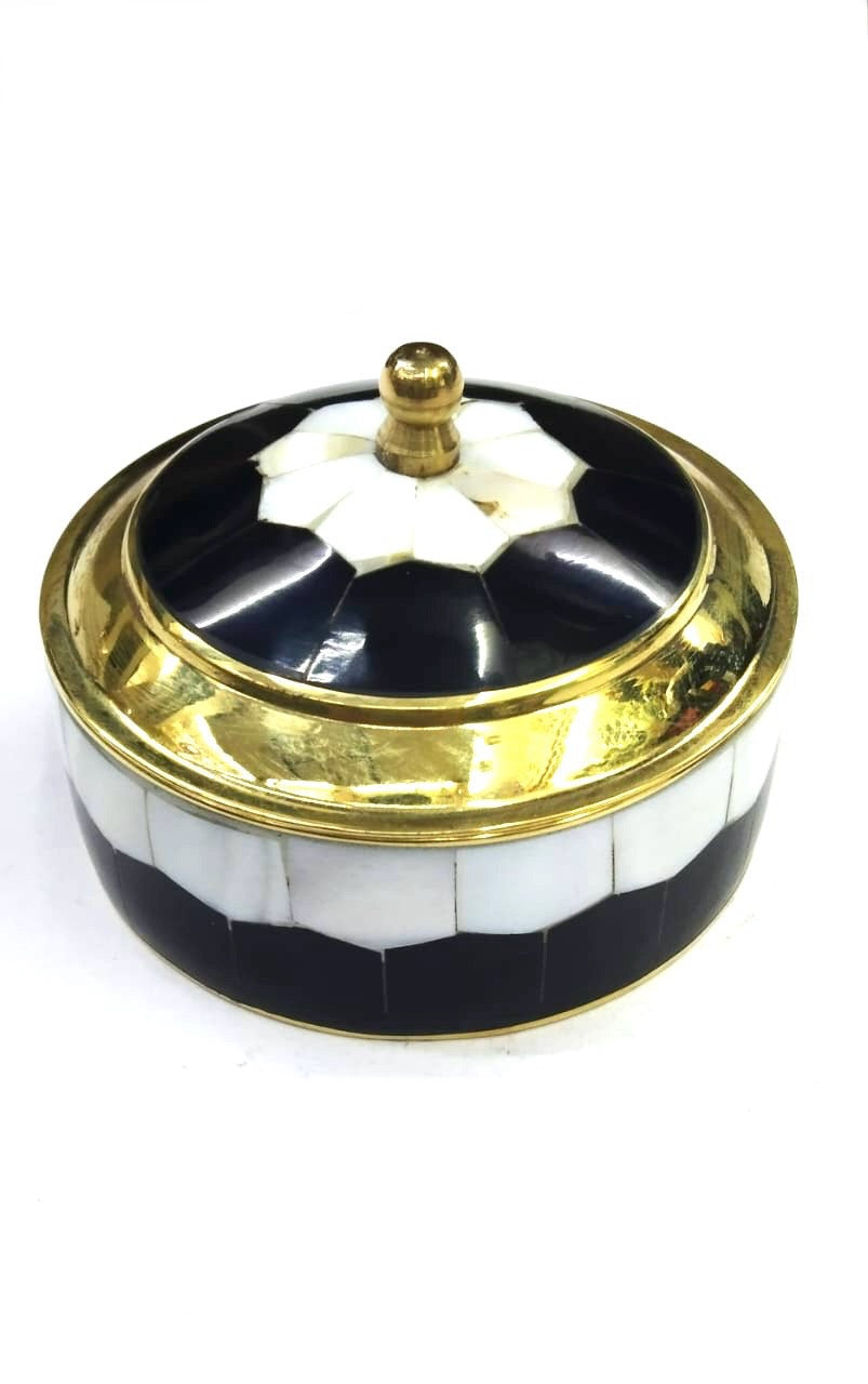 Wonderful Stone Dibbi Brass Handcrafted Box For Storage Of Jewelry Tamrapatra