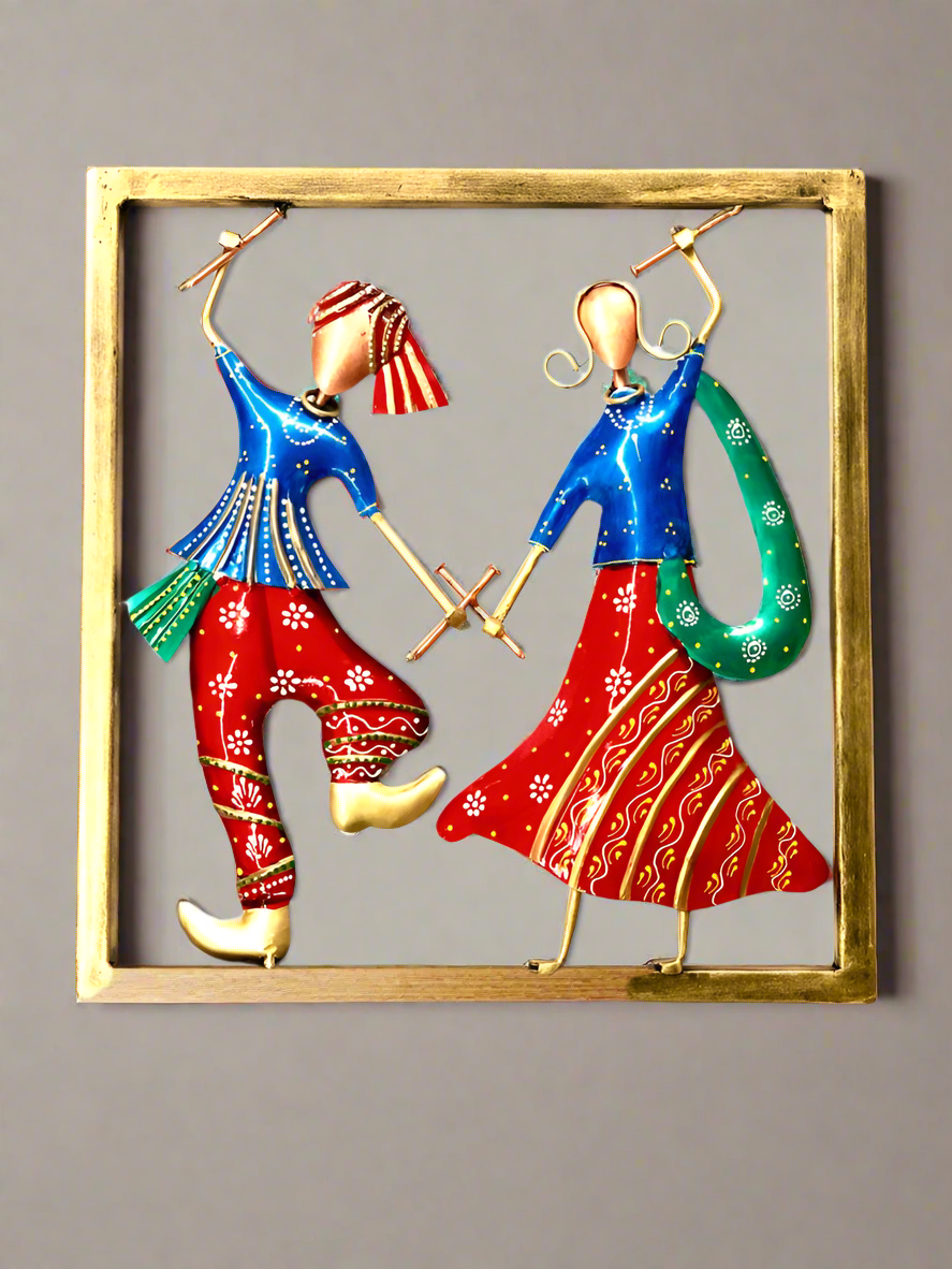 Garba Frame Couples Dancing Metal Wall Frame Gujarat's Pride By Tamrapatra