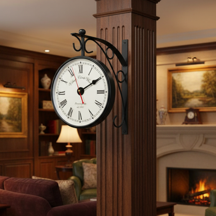 Antique One Side Clock With Black Finish Handcrafted Wall Art By Tamrapatra - Tamrapatra