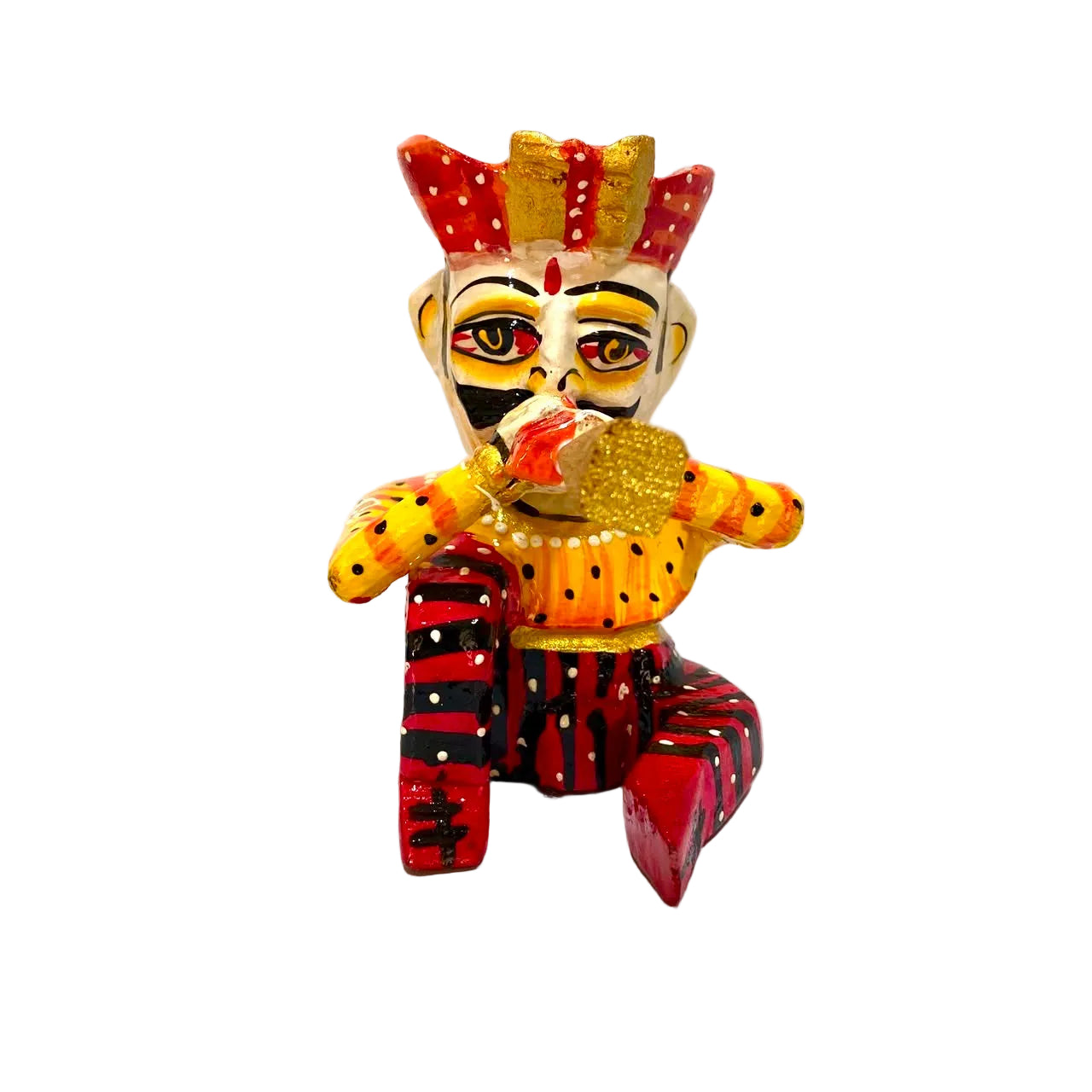 Sitting Turban Man Playing Various Musical Instruments Wood From Tamrapatra - Tamrapatra