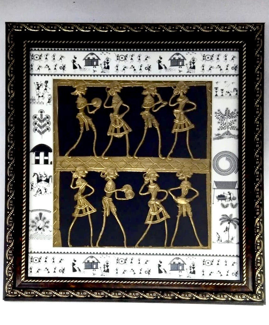 Tribal Dhokra Figures With Warli Art Frame Collection Defines Your Space Tamrapatra