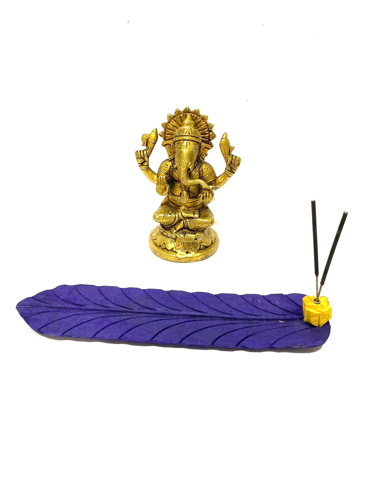 Incense Stick Holder In Banana Leaf Style Unique Handmade India By Tamrapatra