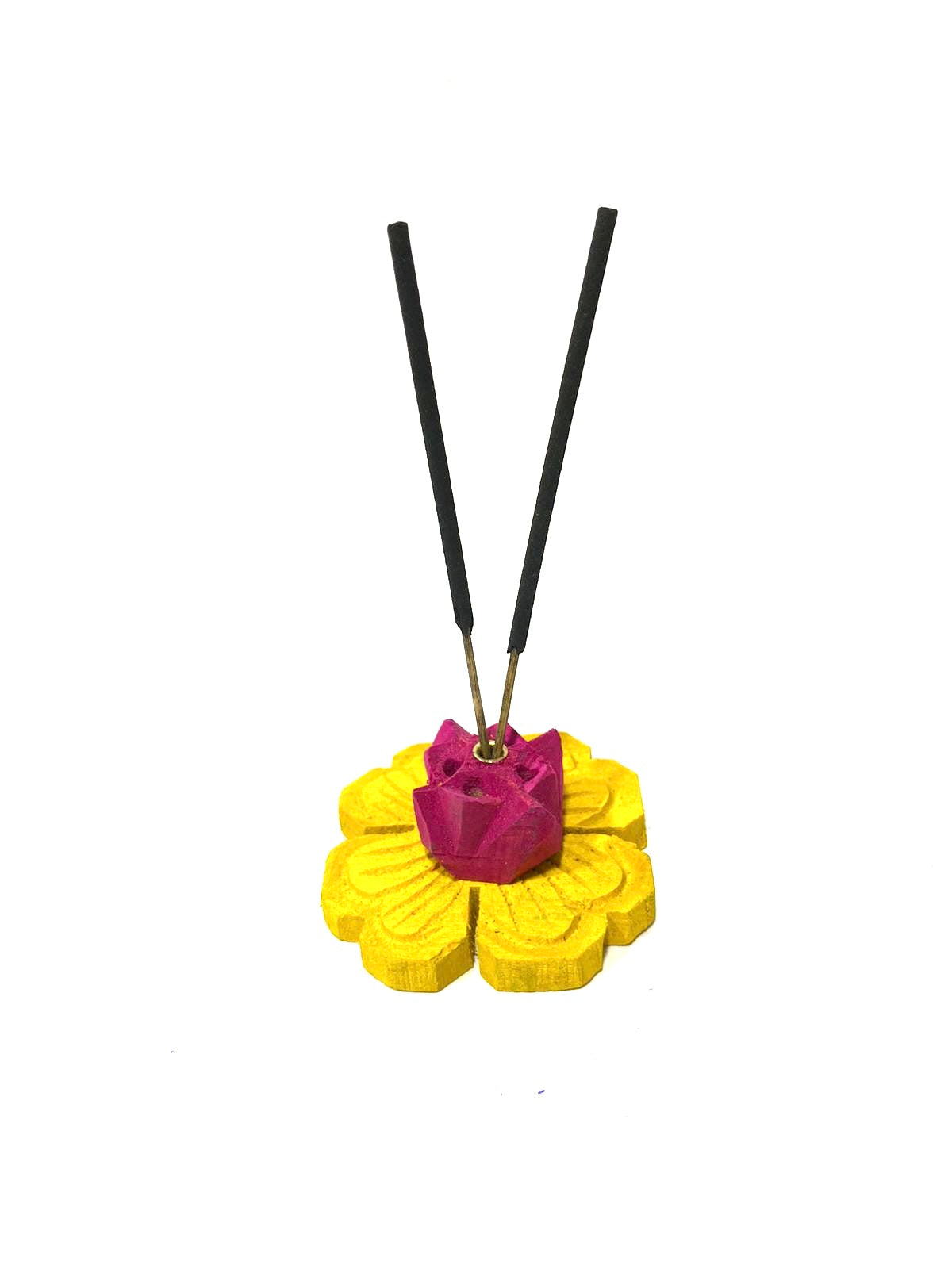 Incense Stick Holder In Designer Flower Style Wooden Handcrafted From Tamrapatra