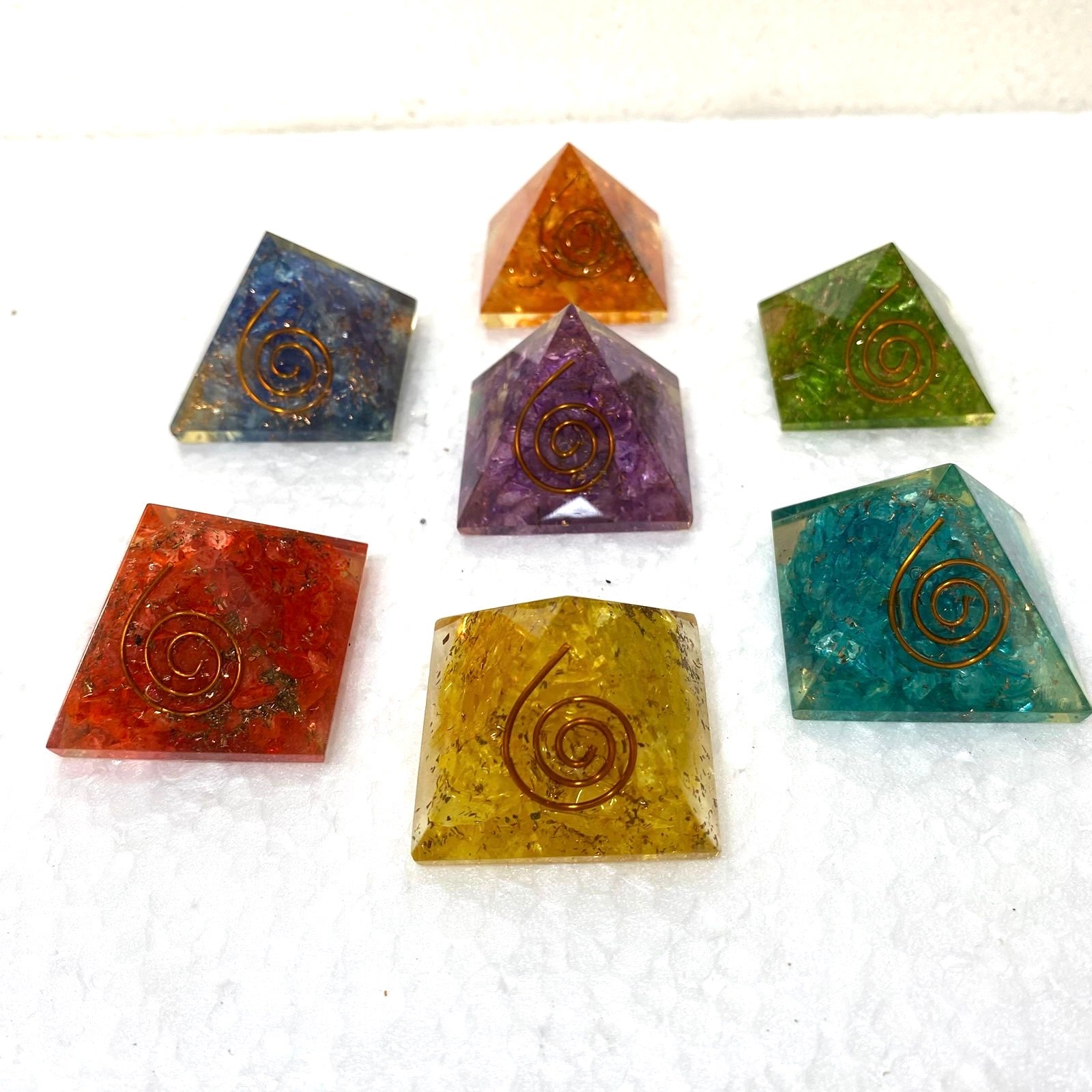 Small  Crystal Pyramid Vastu Spiritual Collection Office Desk Gifts Tamrapatra