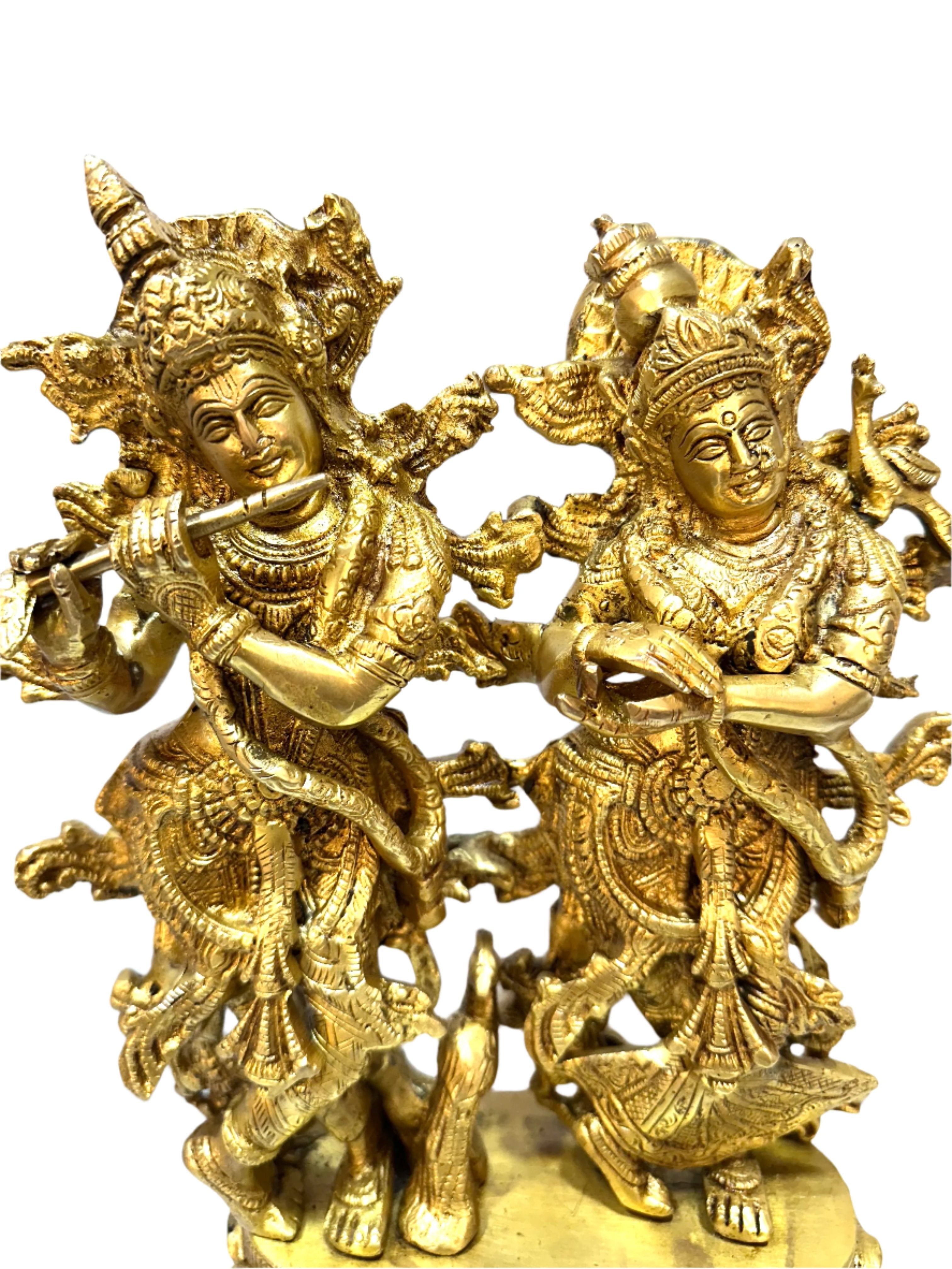 Radha Krishna Brass Idols Statue Religious Artwork Exclusive Crafts From Tamrapatra