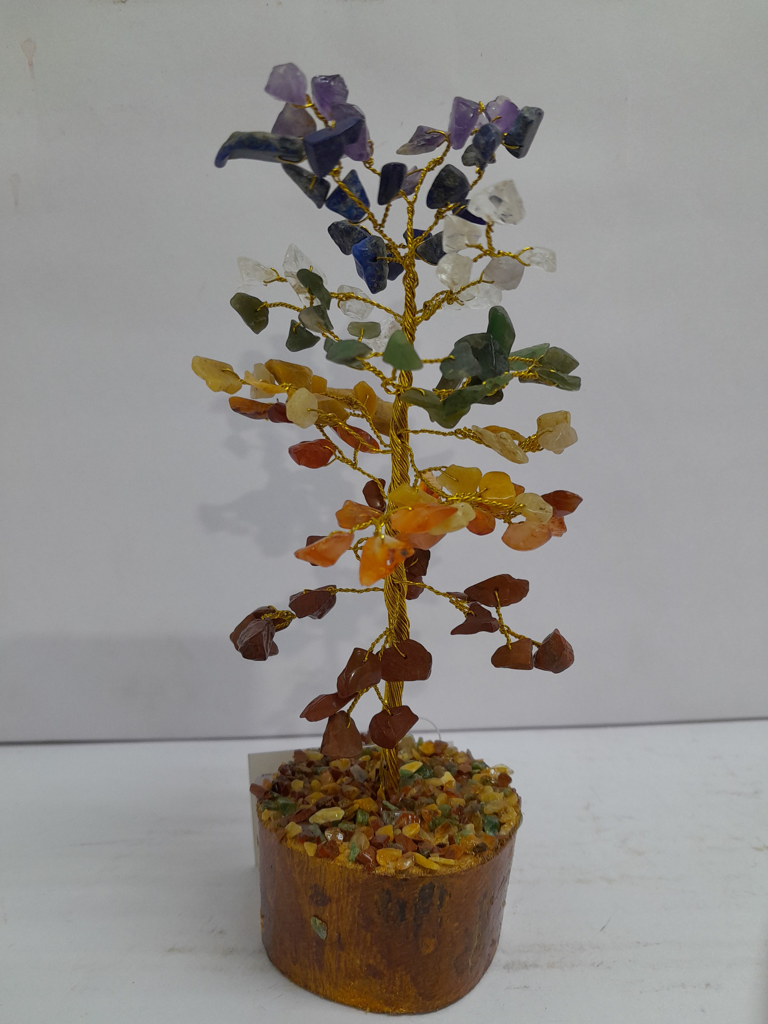 7 Chakra Golden Wire 120 Beads Excellent Décor Bonsai Tree By Tamrapatra