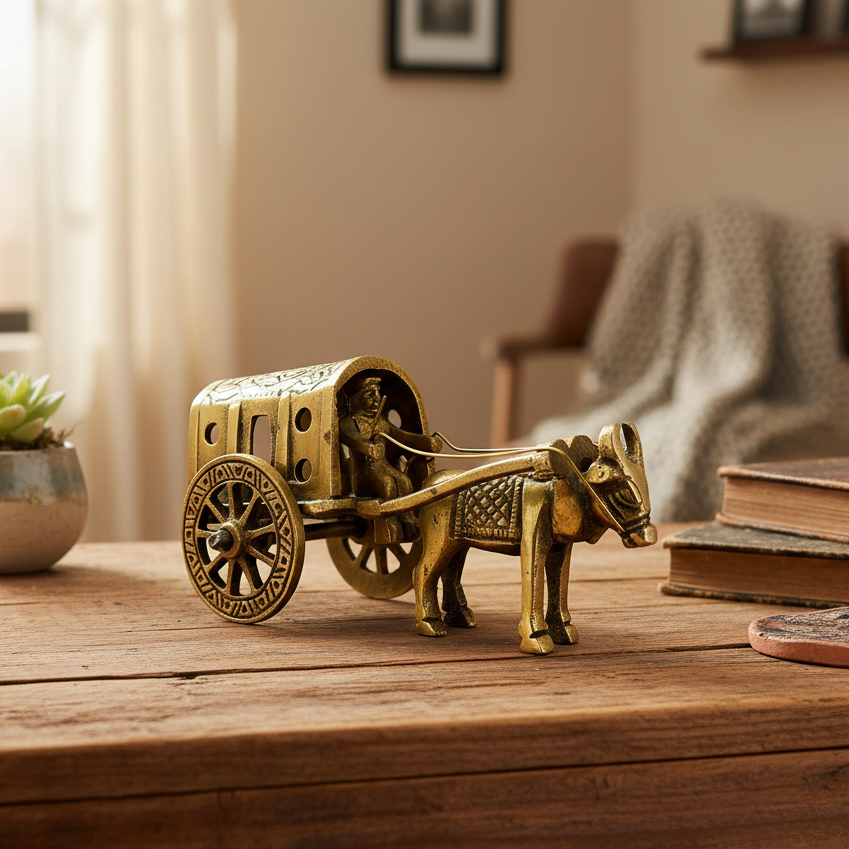Brass Bullock Cart Traditional Transport Indian Heritage Handicrafts By Tamrapatra