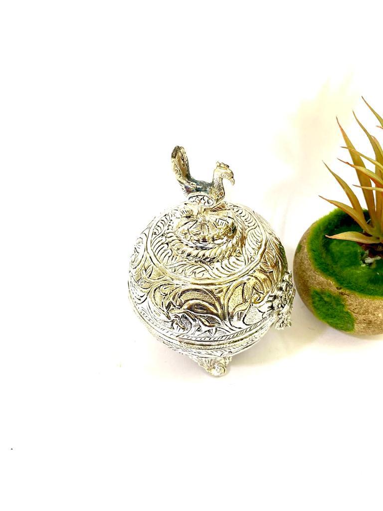 Storage Box Antique Collection German Silver Metal Collectible From Tamrapatra