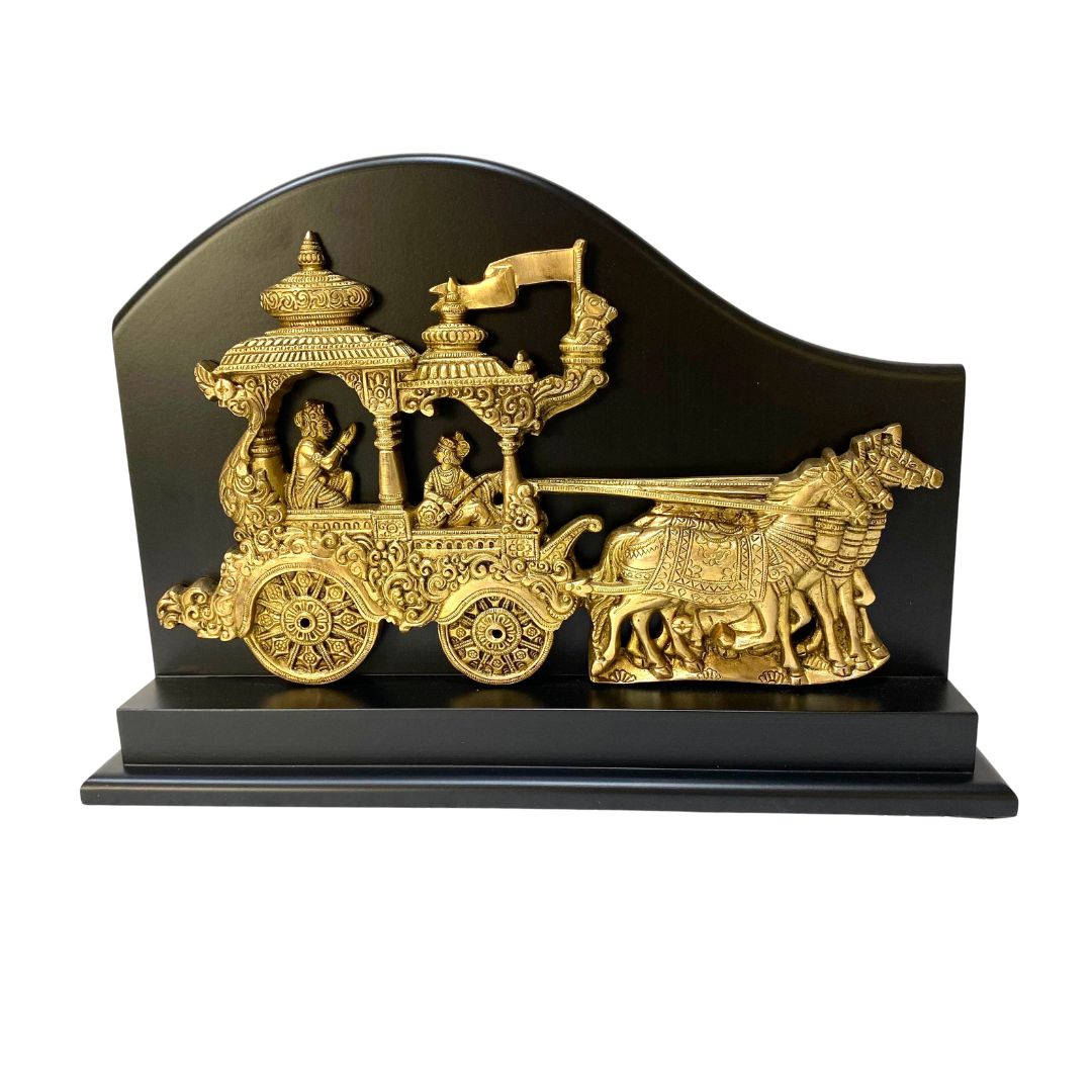 Arjun Rath Chariot In Ancient India Brass On MDF Wood Exclusively At Tamrapatra