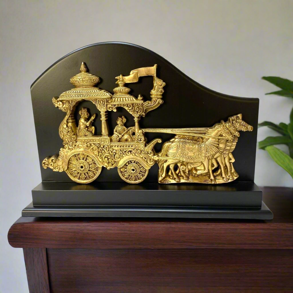 Arjun Rath Chariot In Ancient India Brass On MDF Wood Exclusively At Tamrapatra