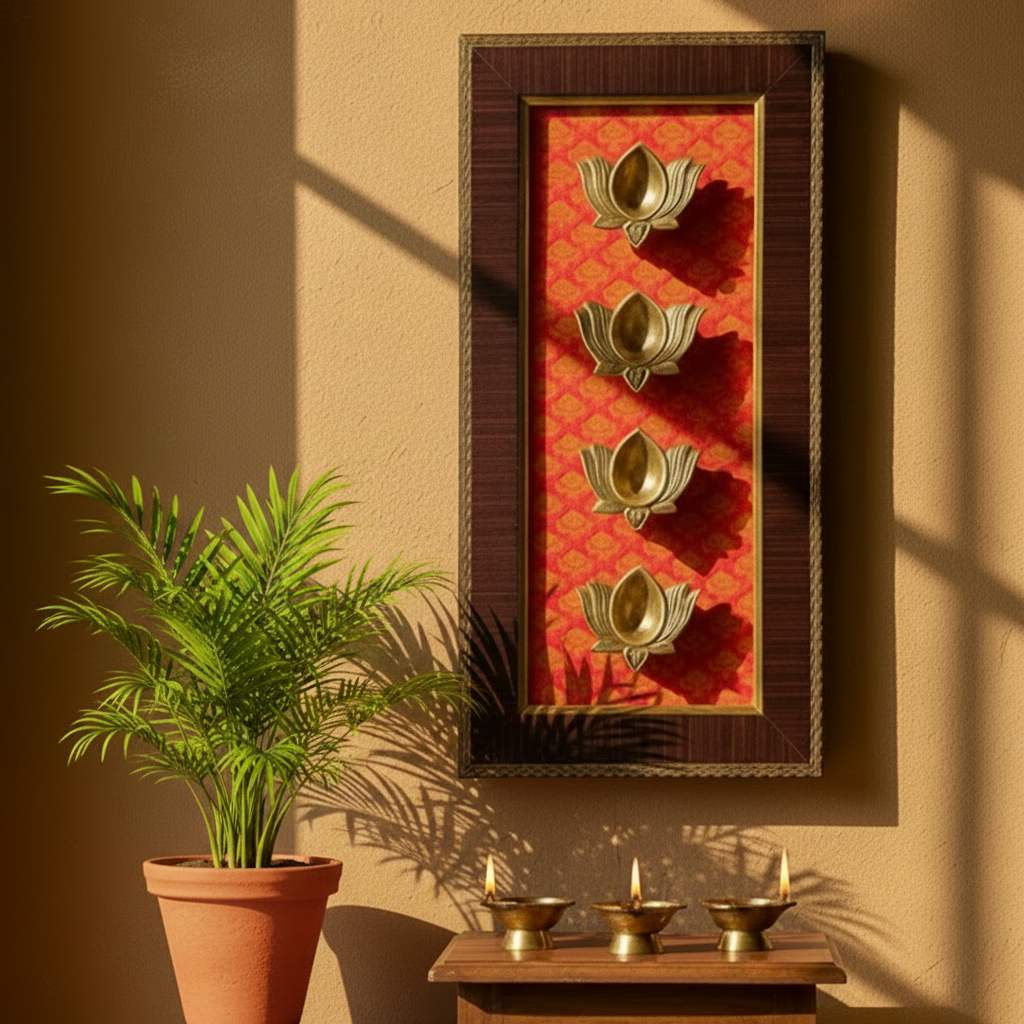 4 Brass Diya Frame Style Wall Art Hanging Hotel Home Décor By Tamrapatra