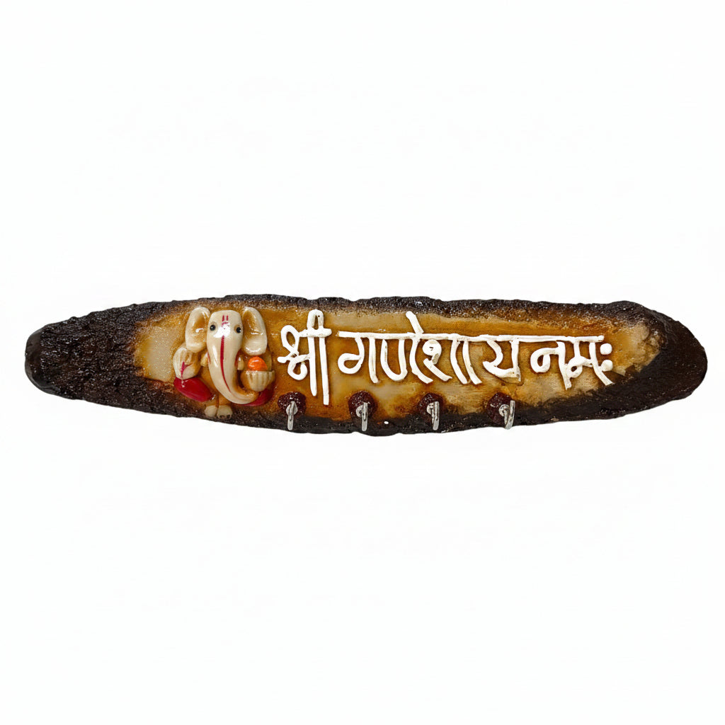 Decorative item with text and figures on a white surface