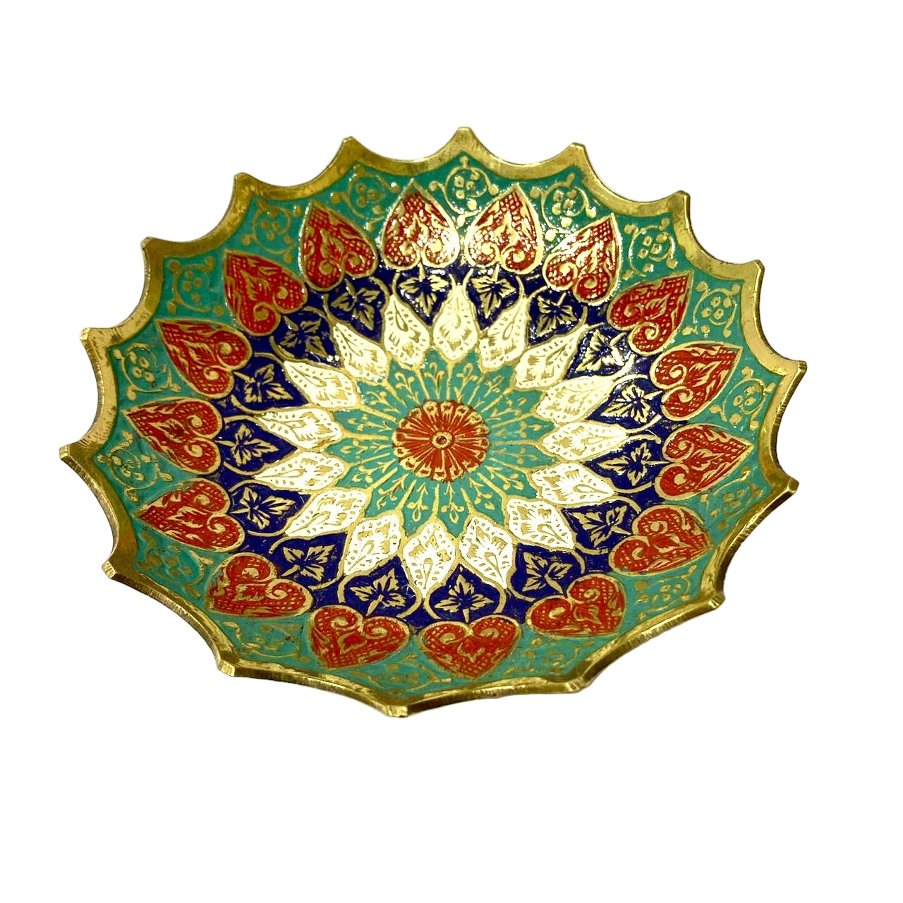Decorative plate with a geometric pattern on a white background