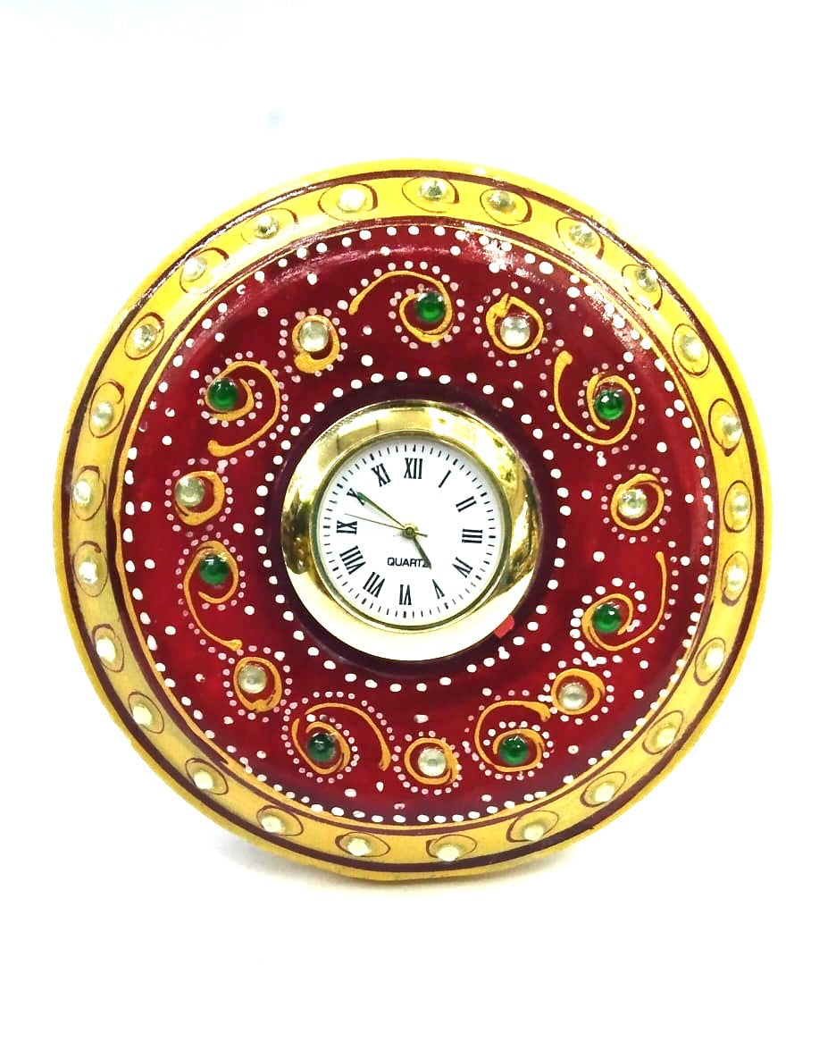 Round Square Style Table Clock Desk Accessories Perfect Gifting By Tamrapatra