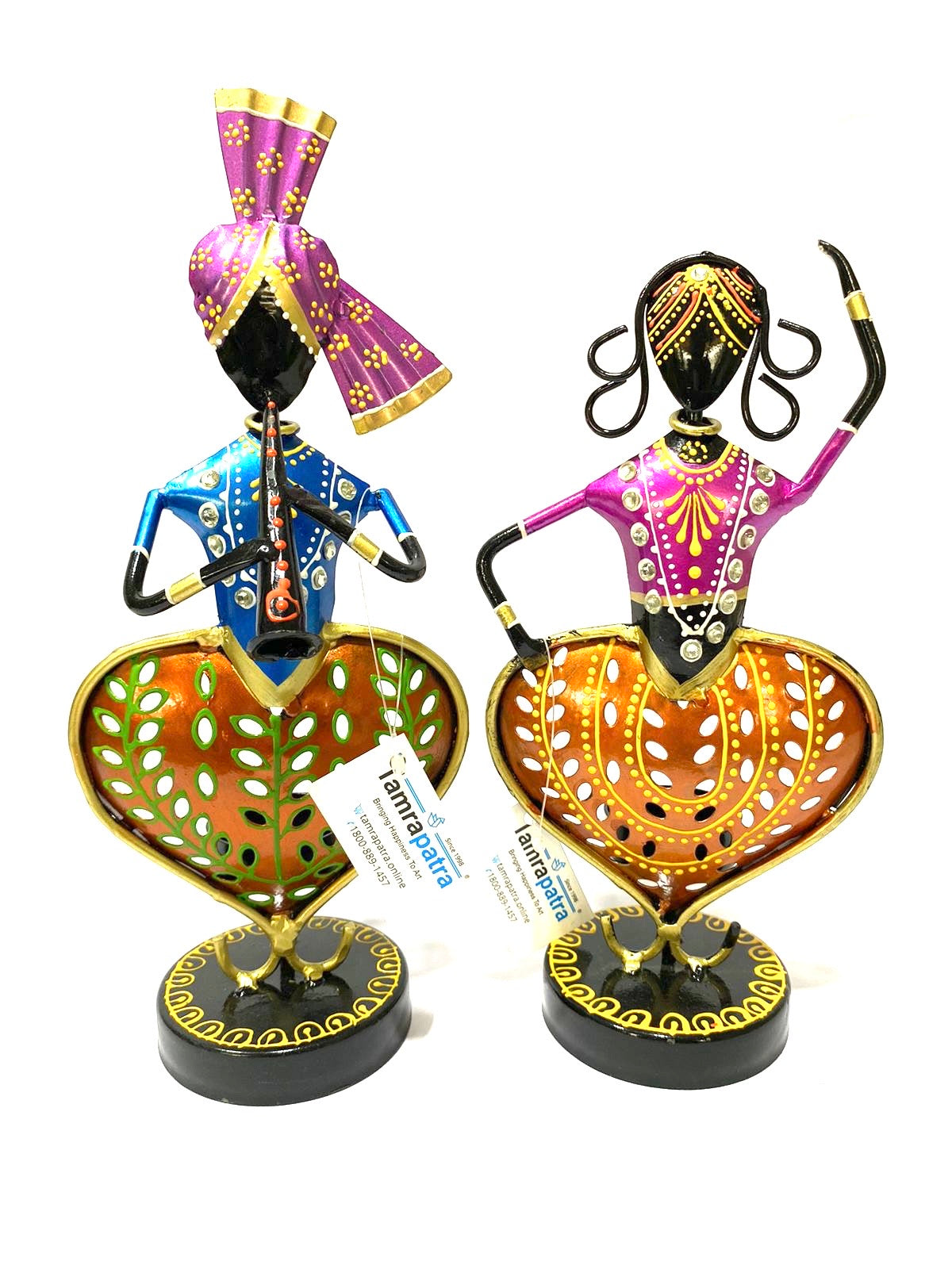 Tribal Couple Heart Design Dancing Tea Light Utility Handmade From Tamrapatra