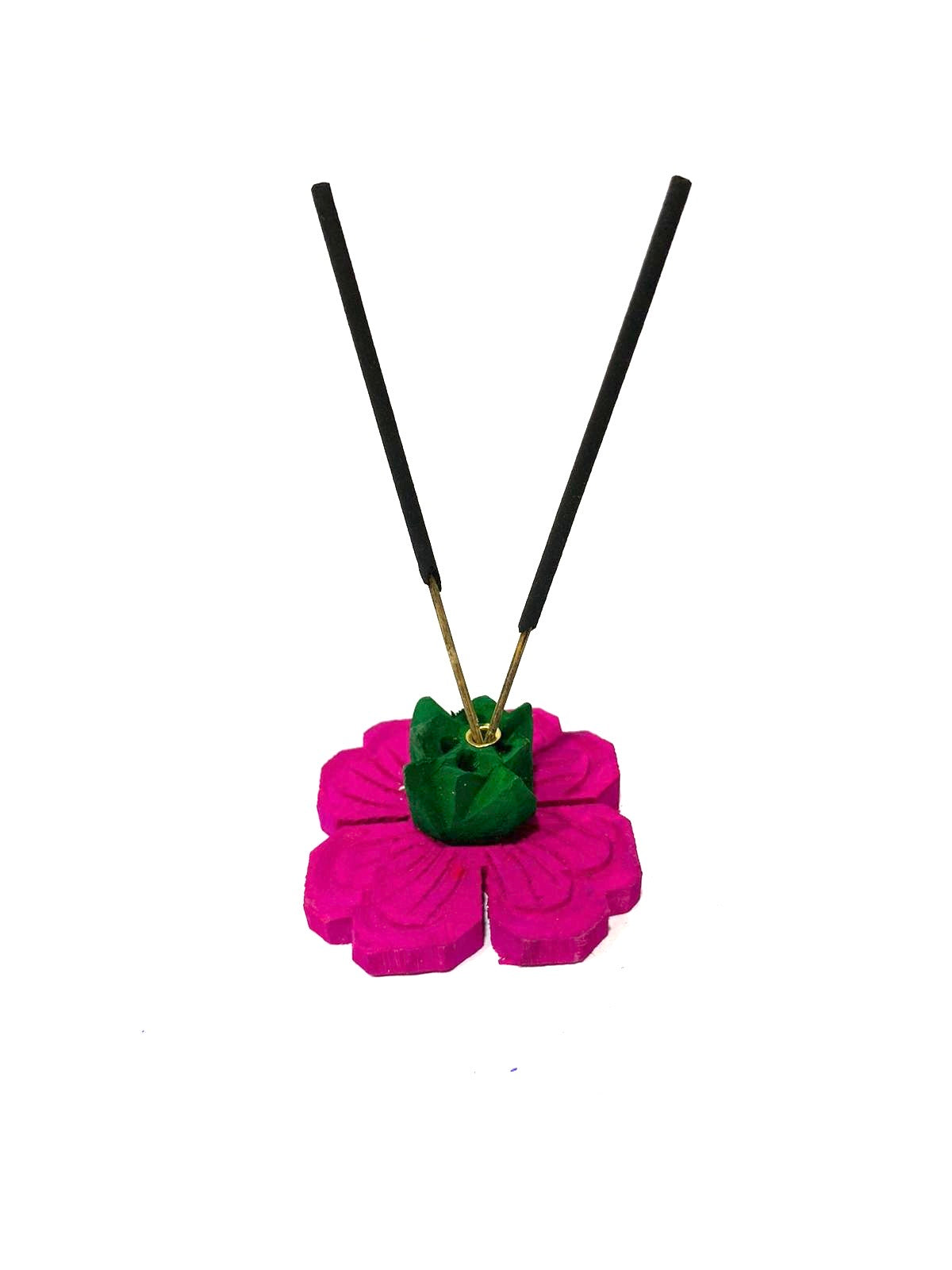 Incense Stick Holder In Designer Flower Style Wooden Handcrafted From Tamrapatra