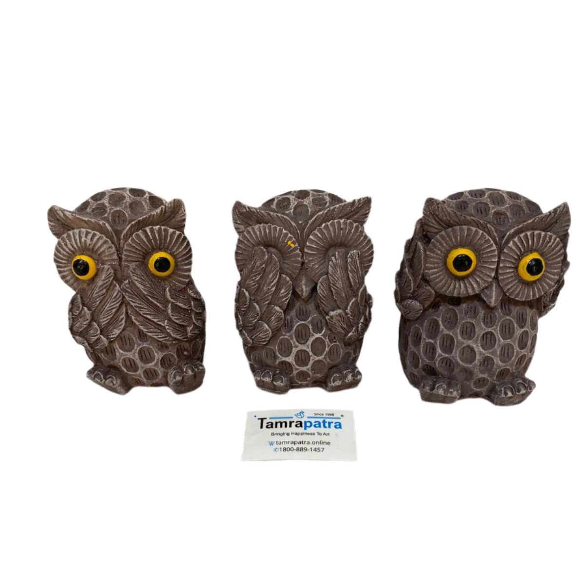 Owl Set Of 3 Modern Art Cute Showpiece Decoration For Kids Room By Tamrapatra