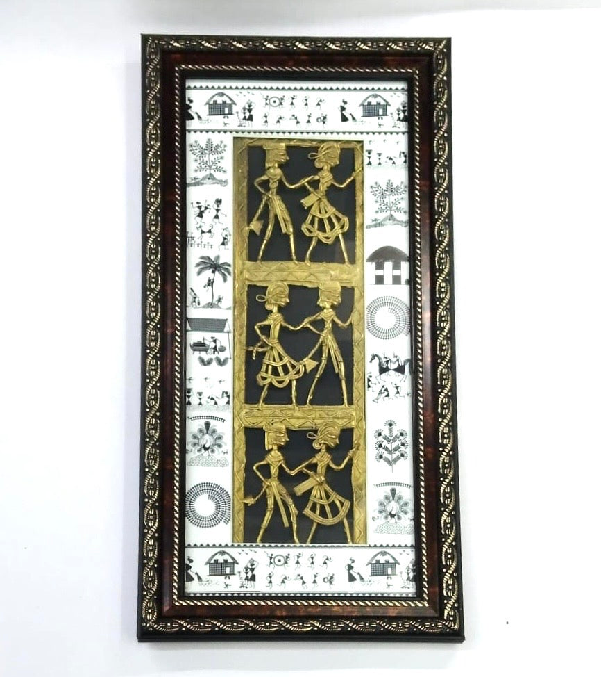 Long Frame In Dhokra Warli Art Wall Hanging Handicrafts Tamrapatra