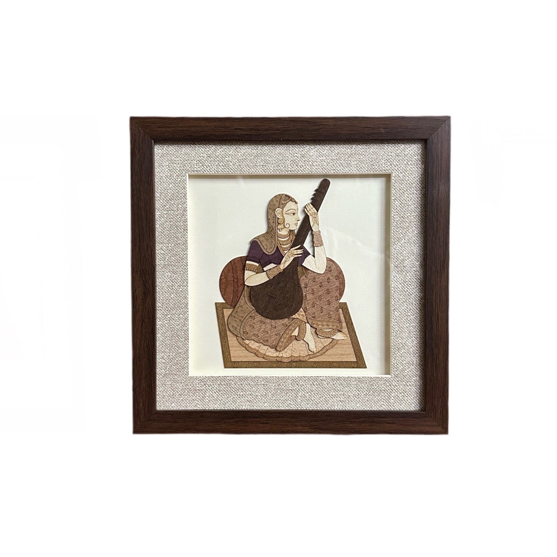 Royal Wooden 3D Art Indian Musical Theme Depiction Souvenir By Tamrapatra