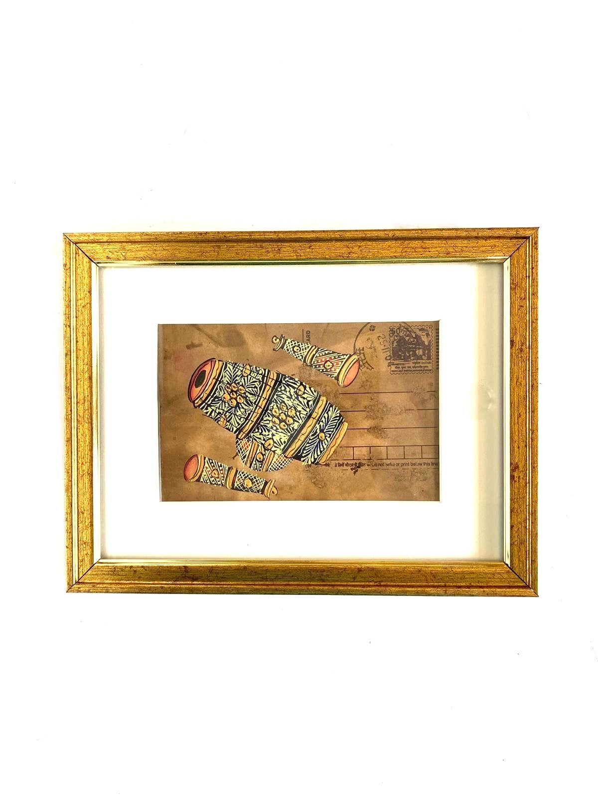 Musical Instruments on Old Post Card Hand Painted Frames Collection By Tamrapatra