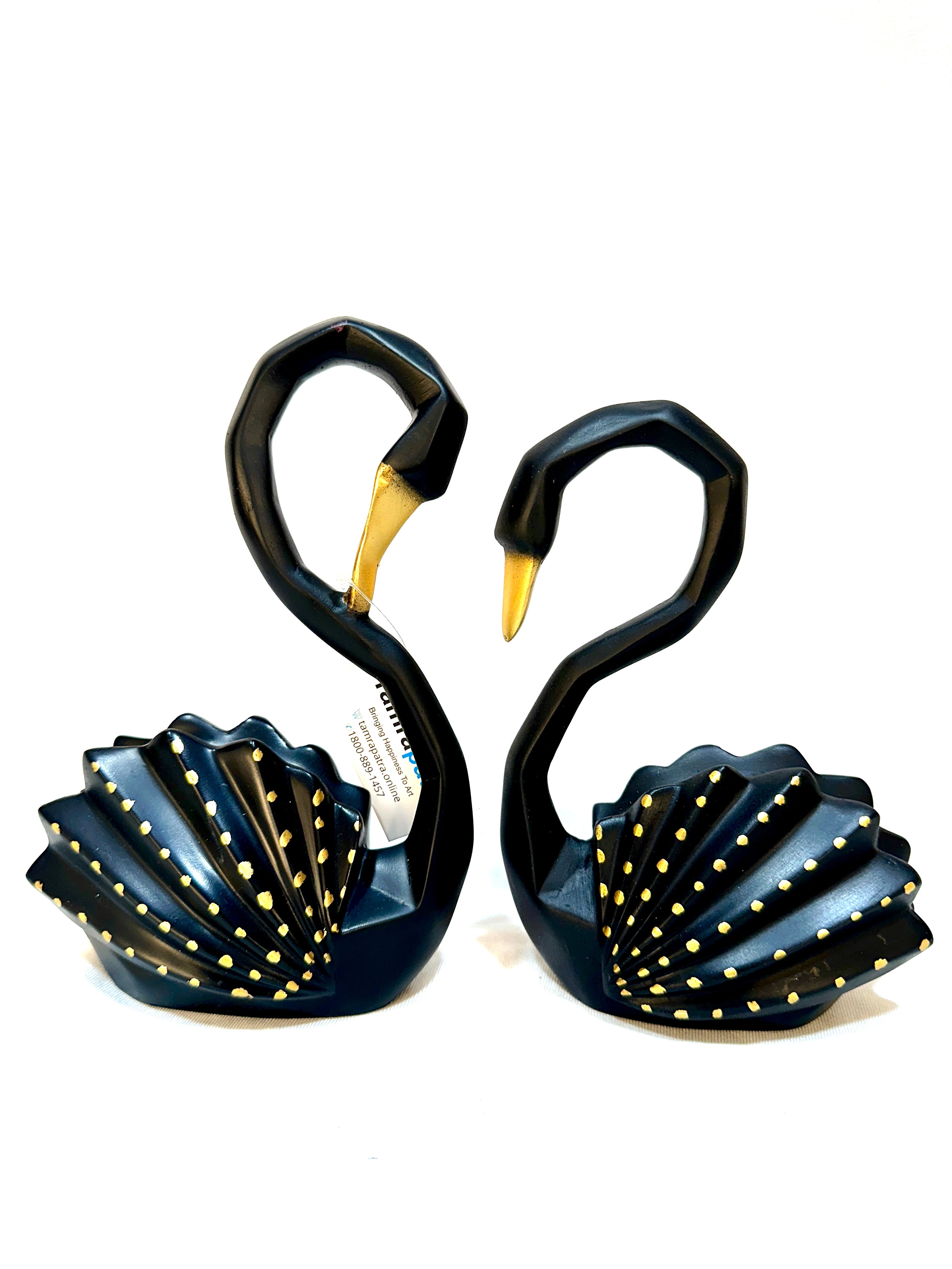 Swan Pair Geometrical Shape Modern Set Of 2 Birds Home Décor By Tamrapatra