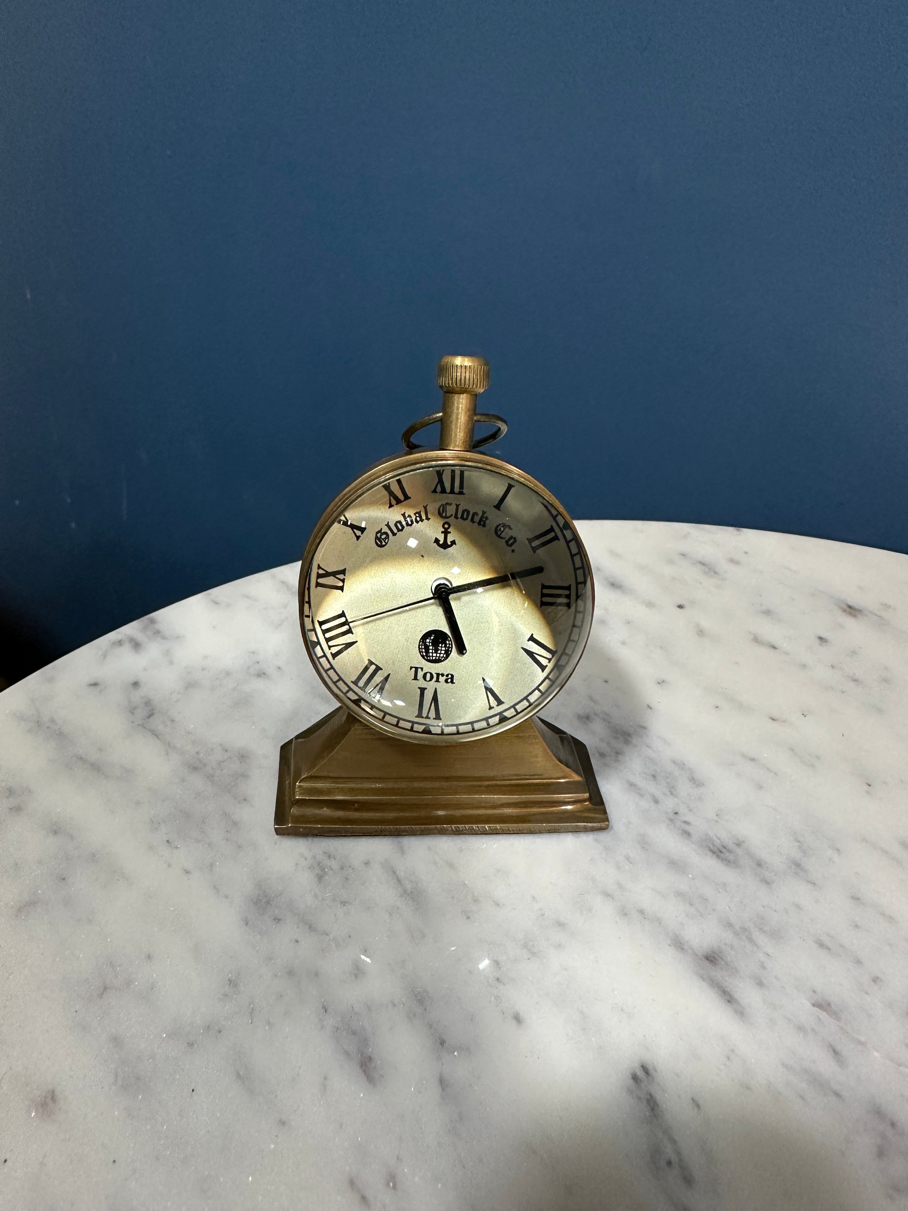 Brass Antique Globe Style Clock Table Desk Utility Accessories Gifts Tamrapatra