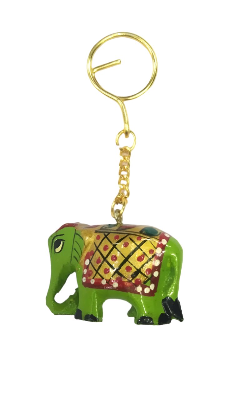 Elephant Hand Painted Keychain Various Beautiful Shades Indian Souvenir Tamrapatra