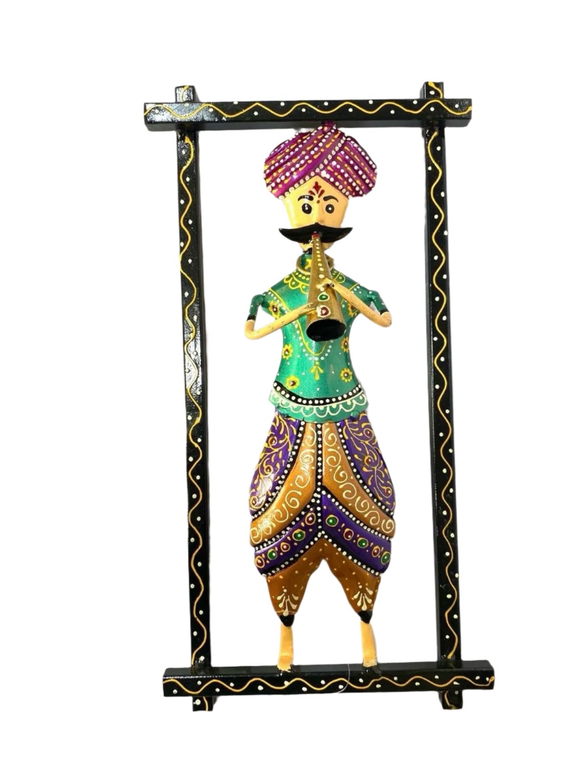 Turban Wearing Musician Indian Attire Traditional Theme Wall Art From Tamrapatra