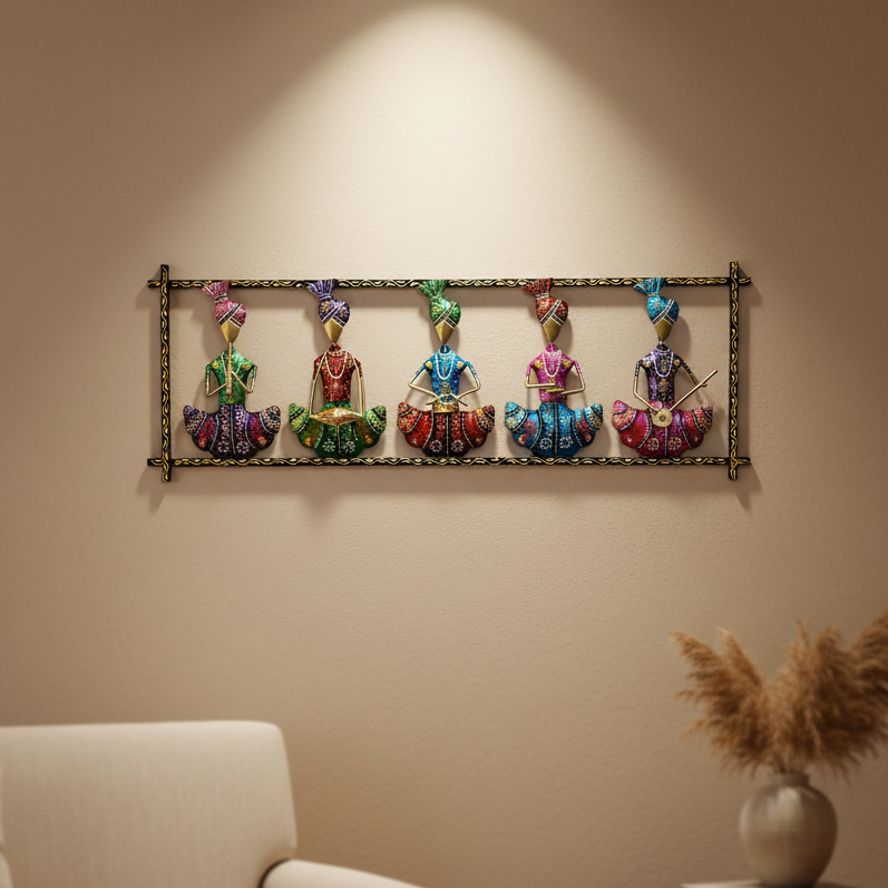 Men Playing Musical Instruments Colorful Wall Mural In Attractive Design By Tamrapatra